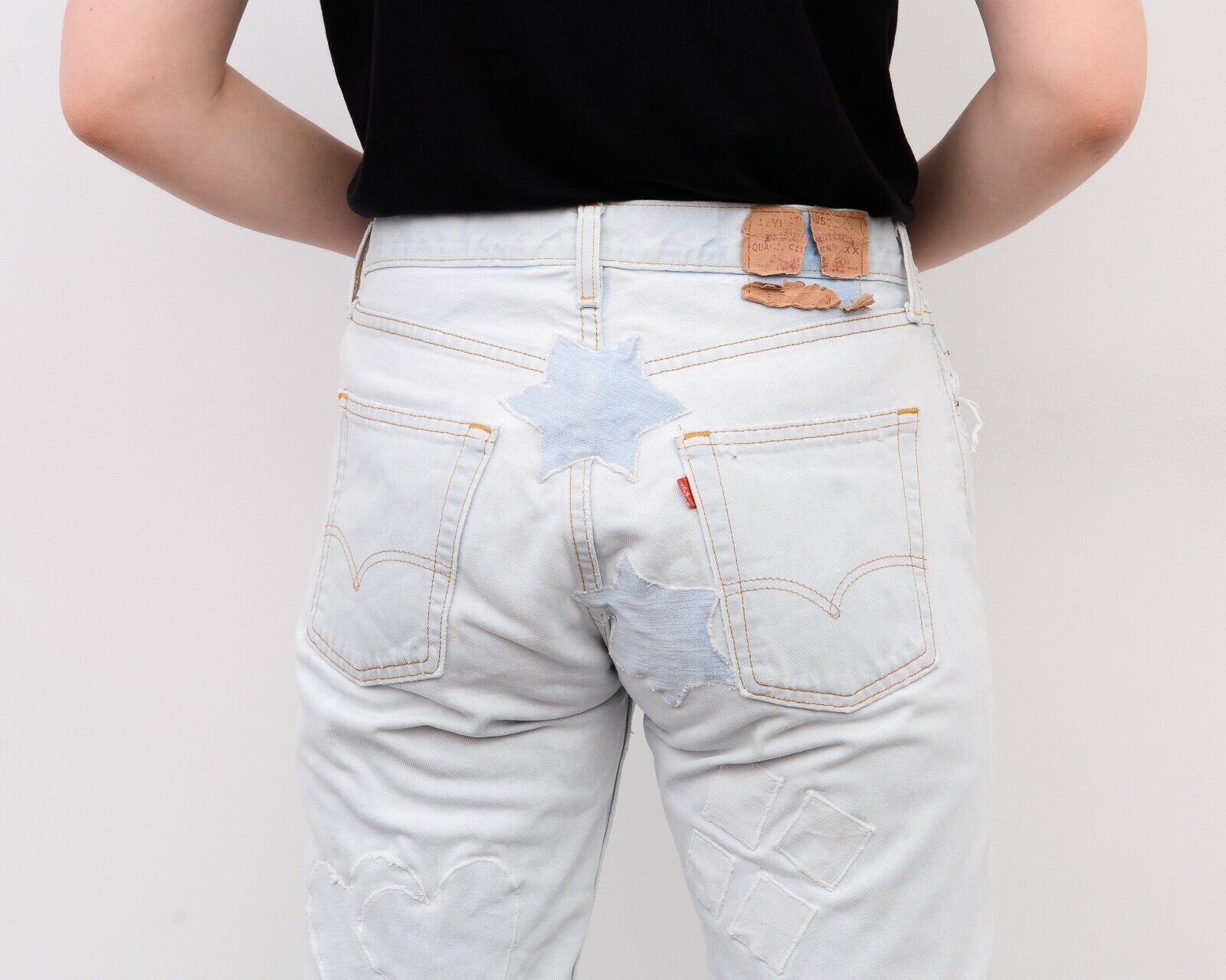 Levi's Denim Distressed Patched Jeans Trousers Pants Blue W33 L32 Size 33" - 6 Thumbnail