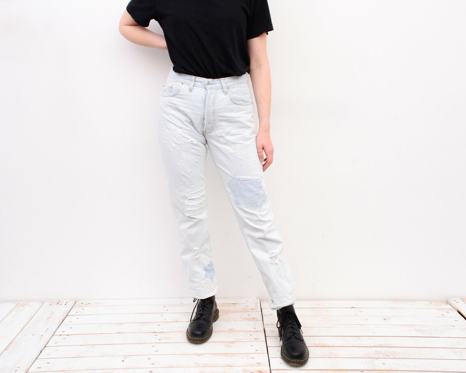 Levi's Denim Distressed Patched Jeans Trousers Pants Blue W33 L32 Size 33" - 1 Thumbnail