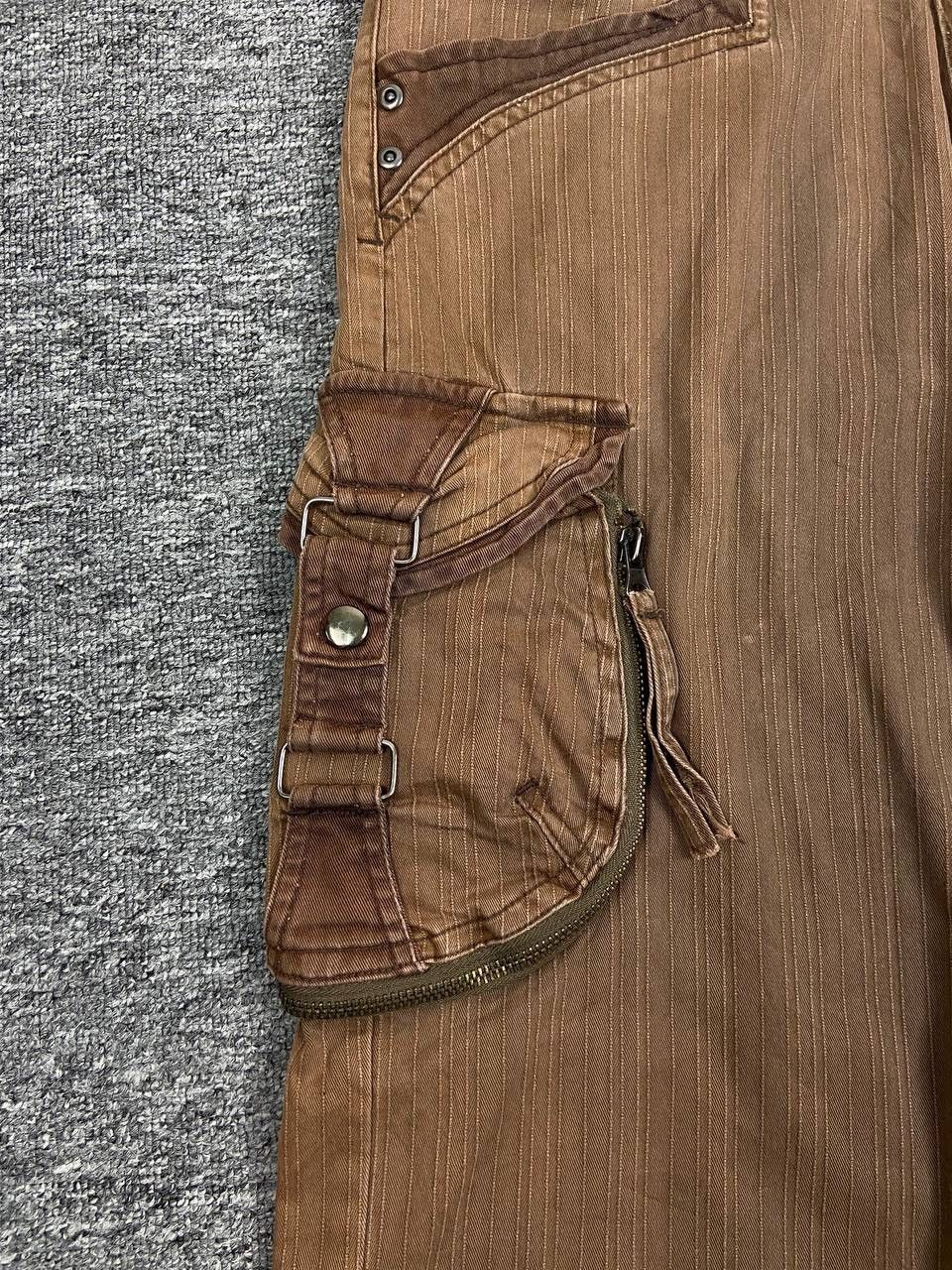 If Six Was Nine Vintage 31040 Tactical Bondage Cargo Pants Baggy Faded Brown Size US 31 - 10 Thumbnail