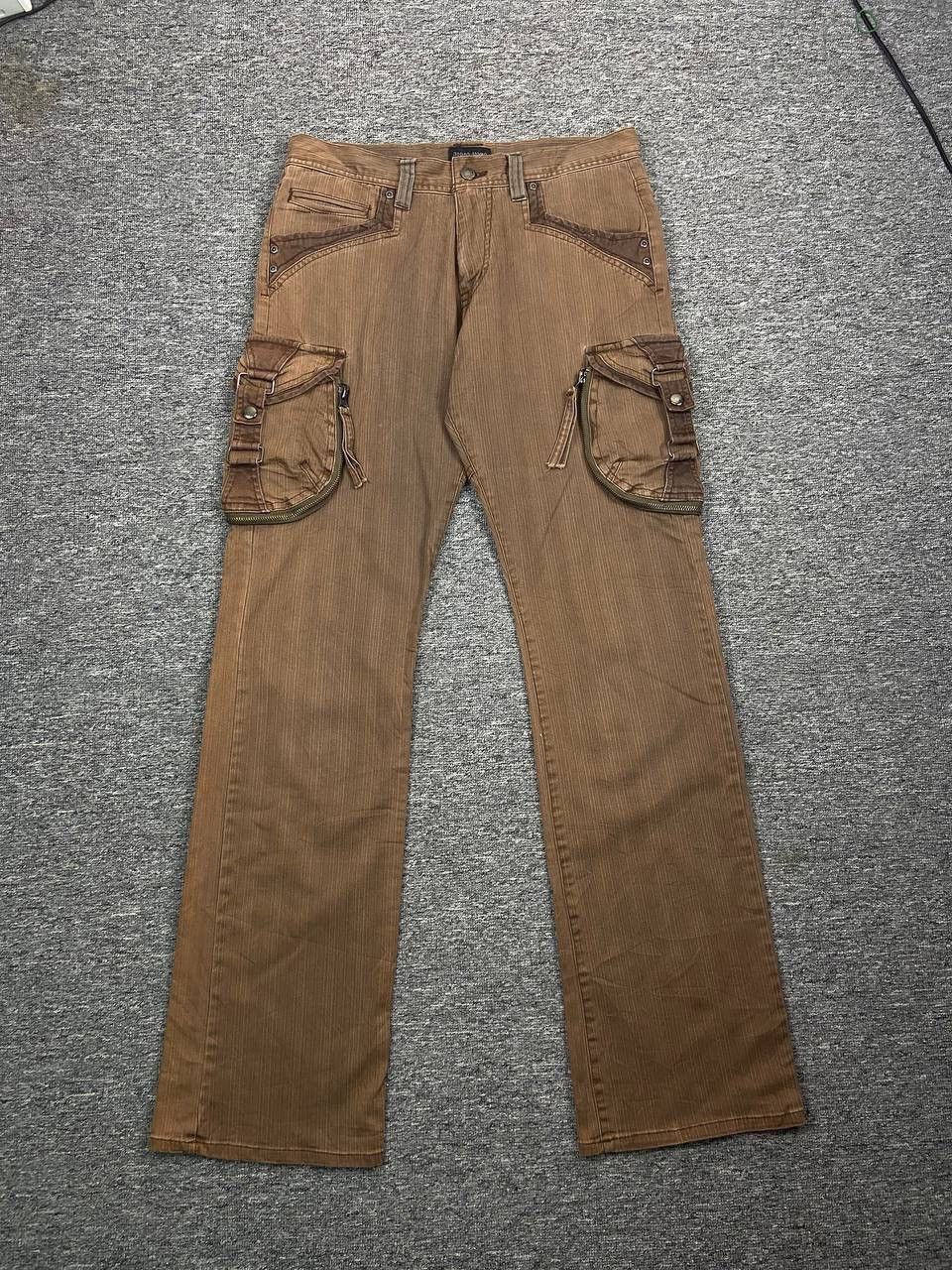 If Six Was Nine Vintage 31040 Tactical Bondage Cargo Pants Baggy Faded Brown Size US 31 - 2 Thumbnail