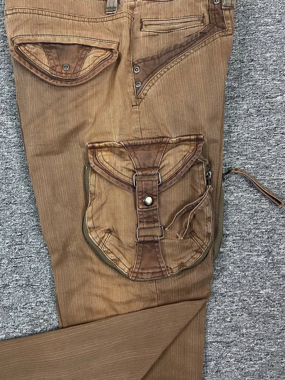If Six Was Nine Vintage 31040 Tactical Bondage Cargo Pants Baggy Faded Brown Size US 31 - 13 Thumbnail