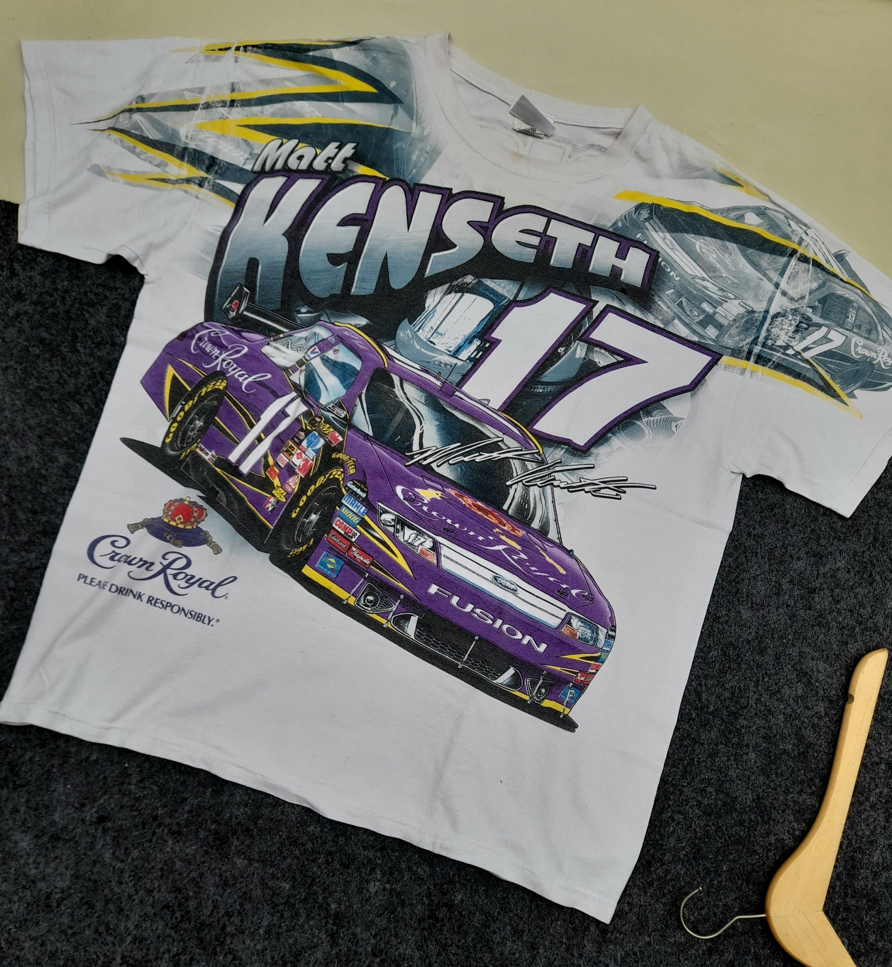 image of Designer Nascar Tshirt All Over Print Matt Censeth in White, Men's (Size XL)