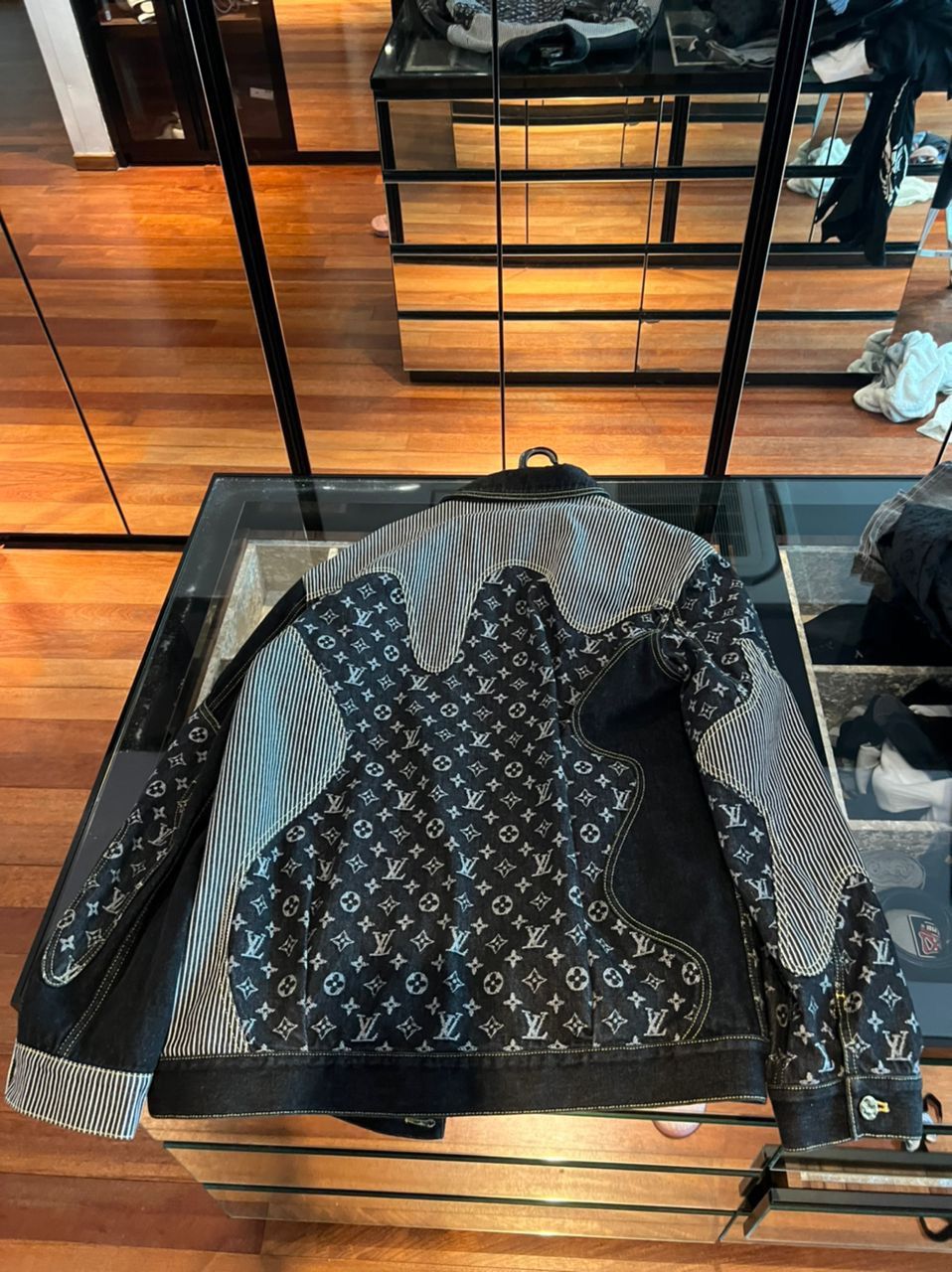 Louis Vuitton Monogram Crazy Denim Workwear Jacket BLACK. Size 50