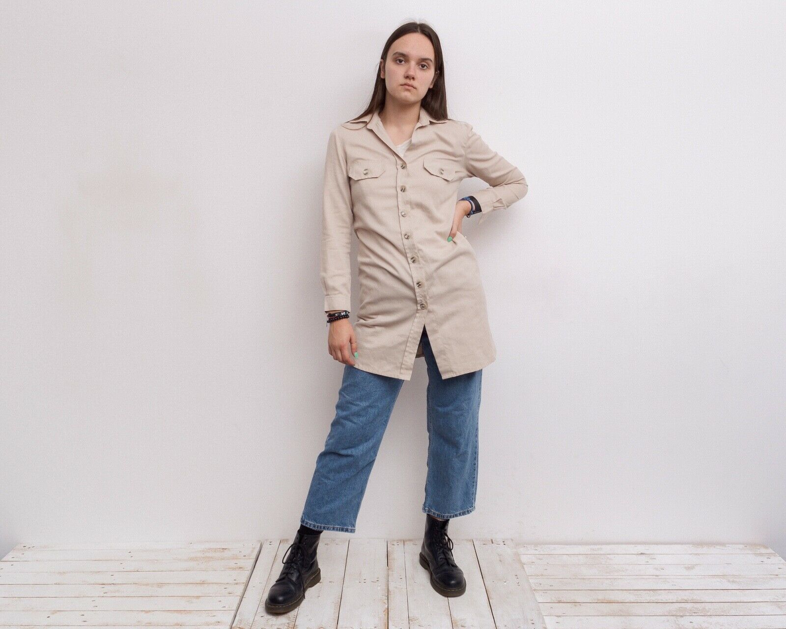 Other × Vintage Indigo Instinct Long Shirt Button Up Blouse Shirt Dress Size M / US 6-8 / IT 42-44 - 4 Thumbnail