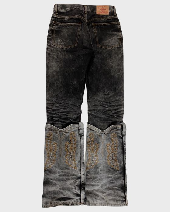 Y/Project SZ W30 Cowboy cuff jeans denim in washed out black grey