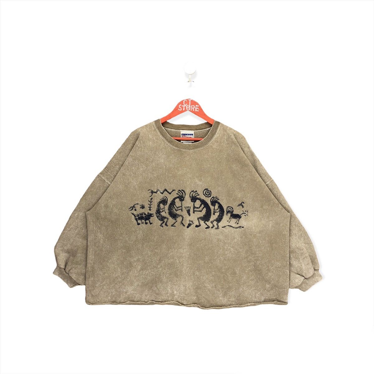 Vtg 90s Stone Aged Rockwear Big Print Crewneck Sweatshirt