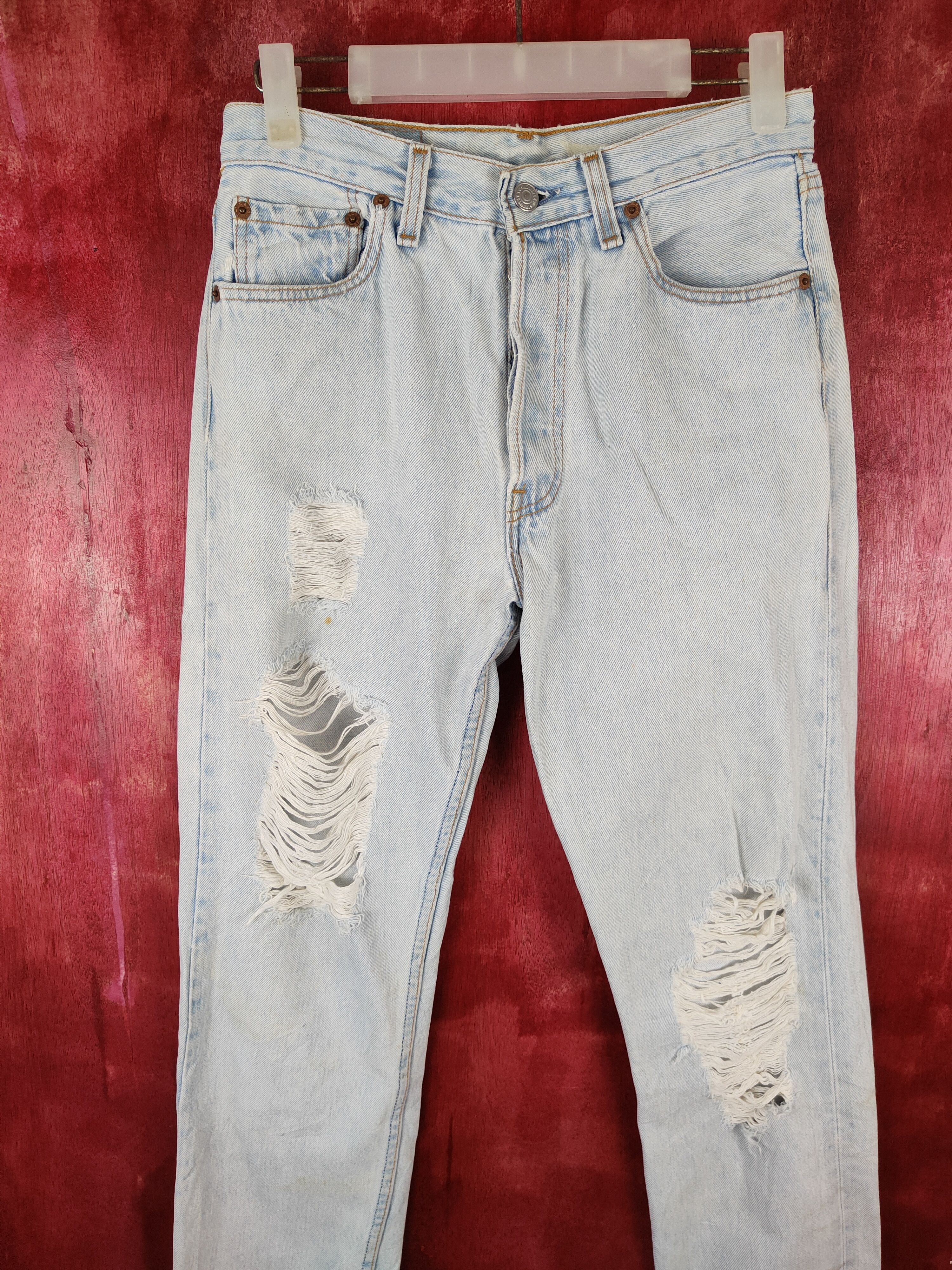 Levi's × Vintage 501 Levi's Faded Ripped Distressed Jeans Denim Pants #S533 Size 28" / US 6 / IT 42 - 2 Thumbnail