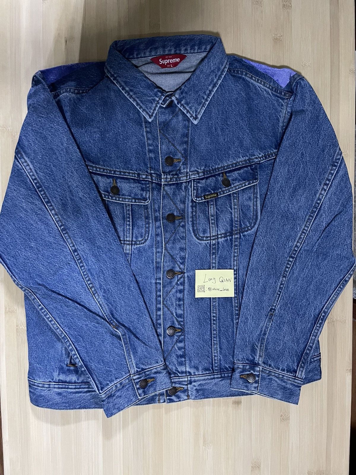 Supreme Supreme new york painted trucker jacket blue | Grailed