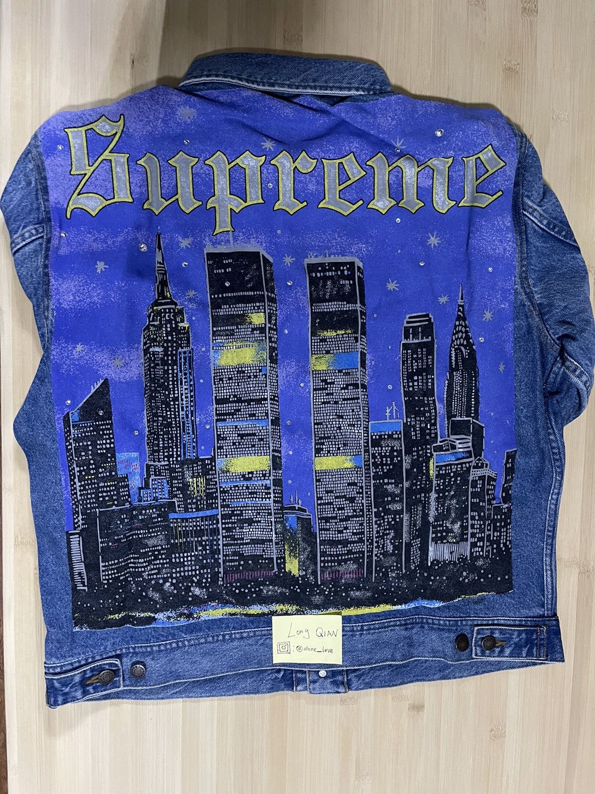 Supreme Supreme new york painted trucker jacket blue | Grailed