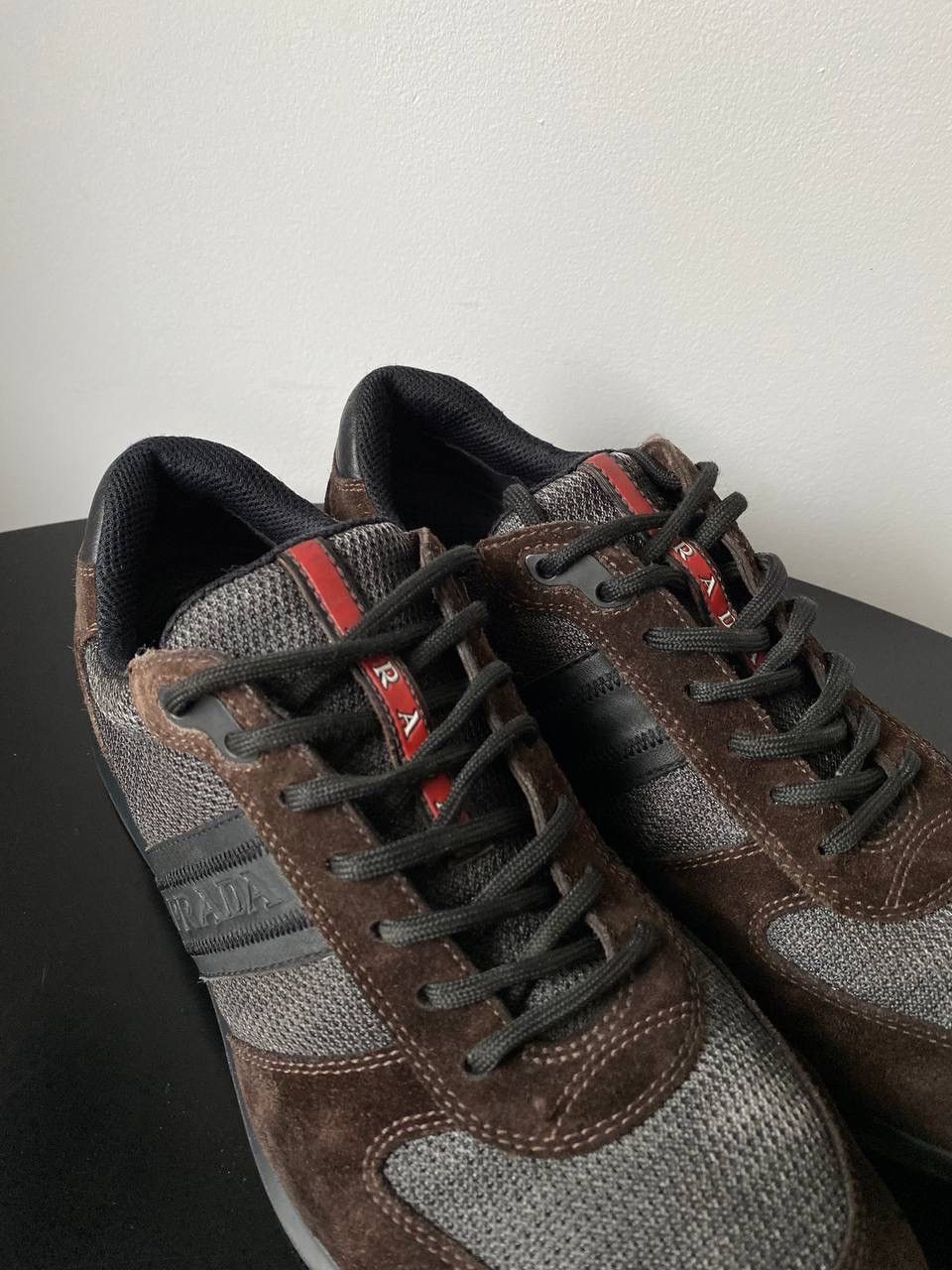 Prada × Vintage Prada 4E 1537 Leather Logo Low-Top Sneakers