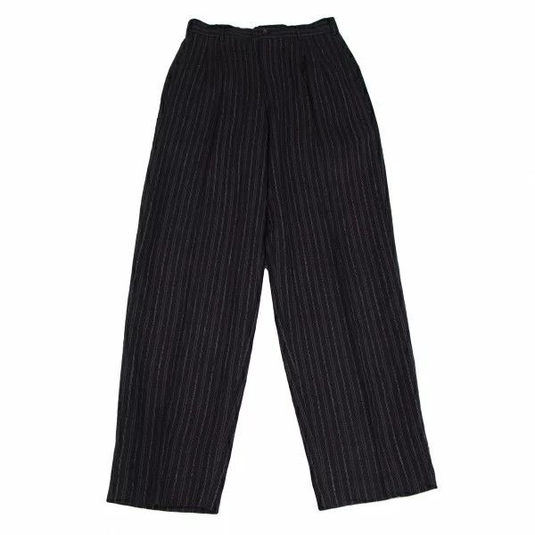 Cropped Pants Navy linen stripe two-tuck