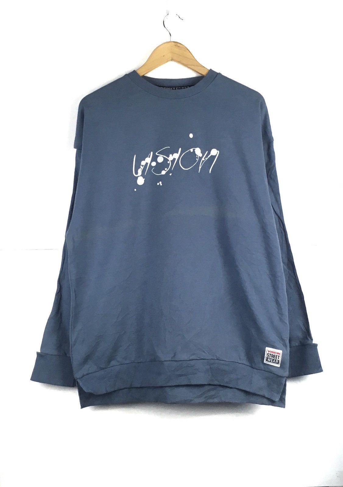 Vision Street Wear SpellOut Large Size Blue Sweatshirt