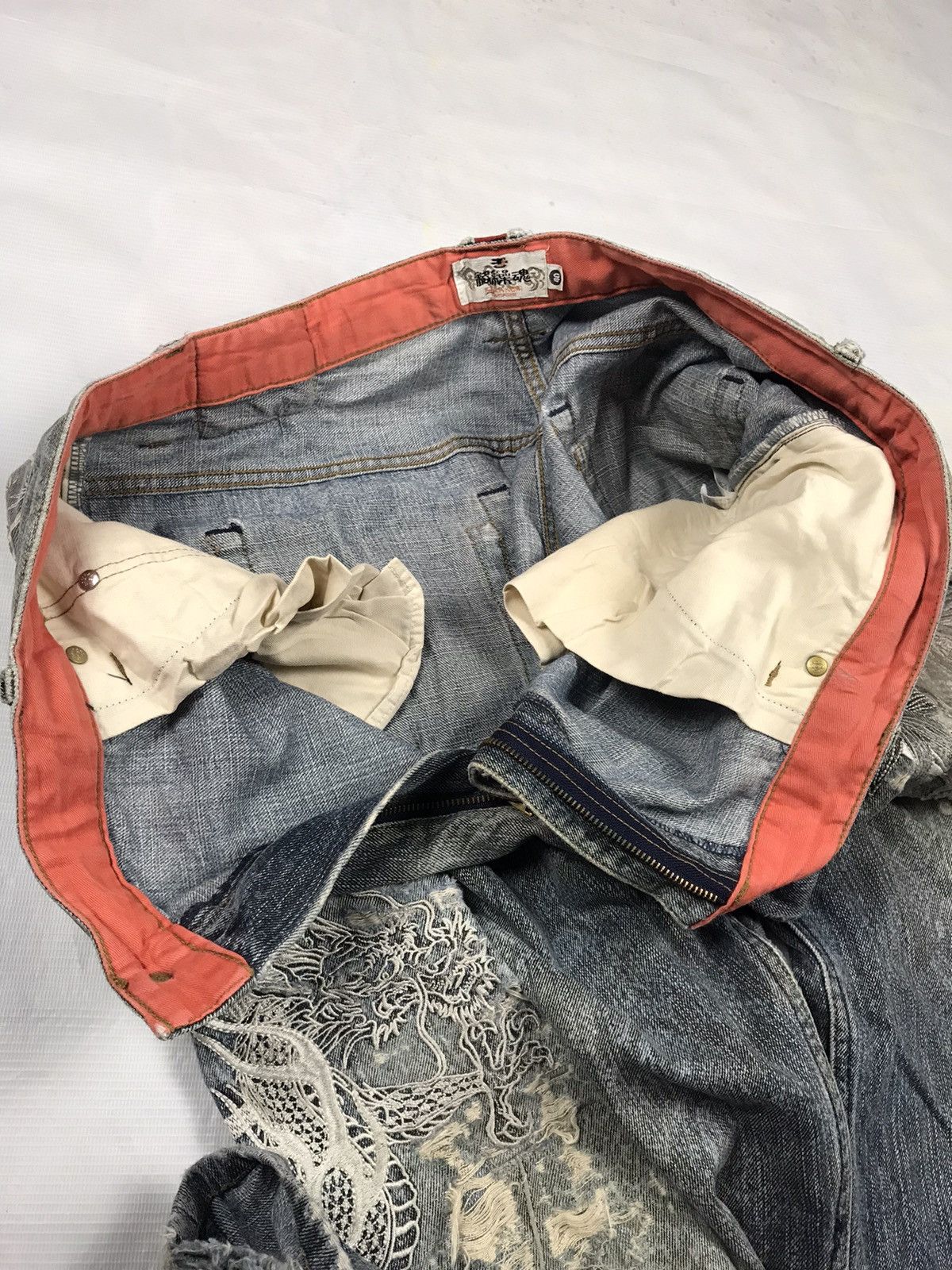 Japanese Brand KARA KURI TAMASHII embroidery iconic logos jeans Size US 40 / EU 56 - 10 Thumbnail