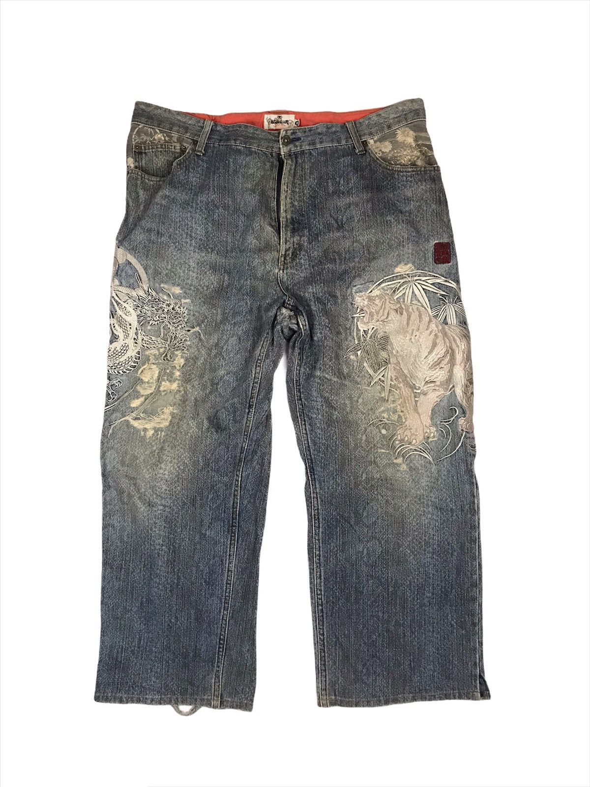 Japanese Brand KARA KURI TAMASHII embroidery iconic logos jeans Size US 40 / EU 56 - 1 Thumbnail