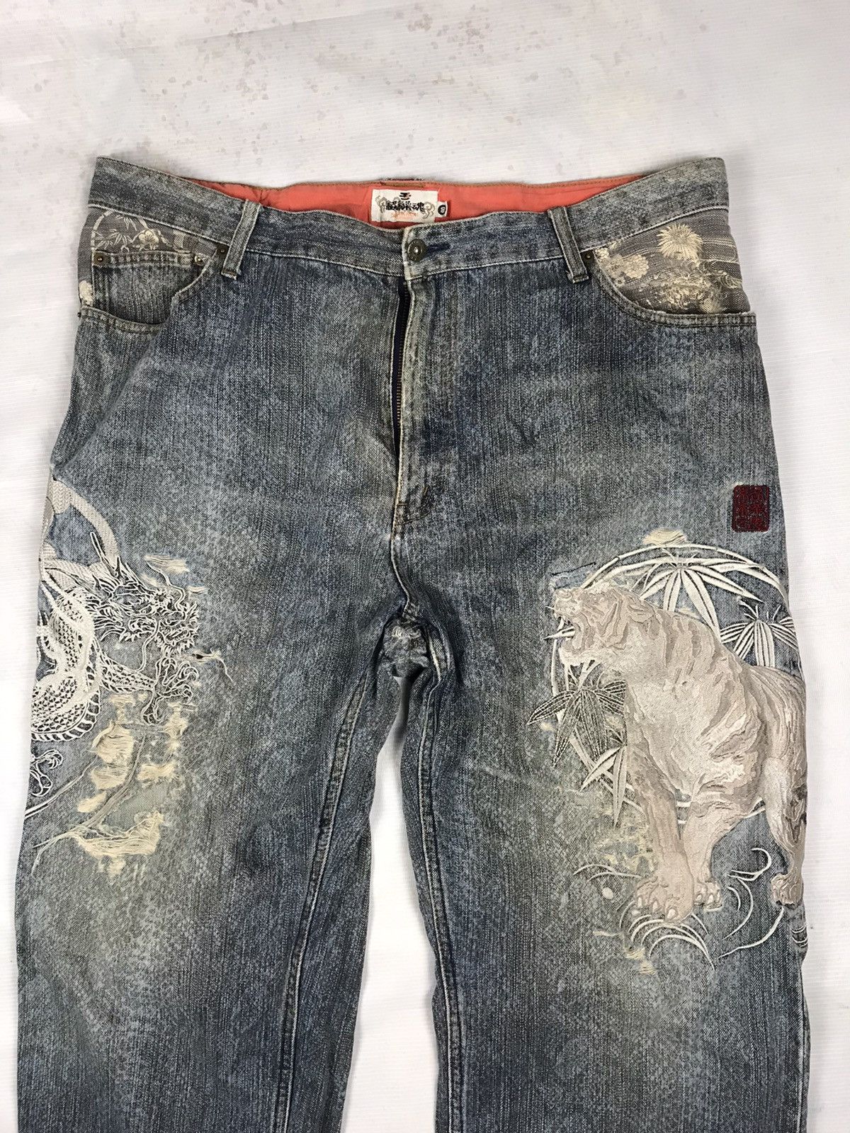 Japanese Brand KARA KURI TAMASHII embroidery iconic logos jeans Size US 40 / EU 56 - 2 Thumbnail
