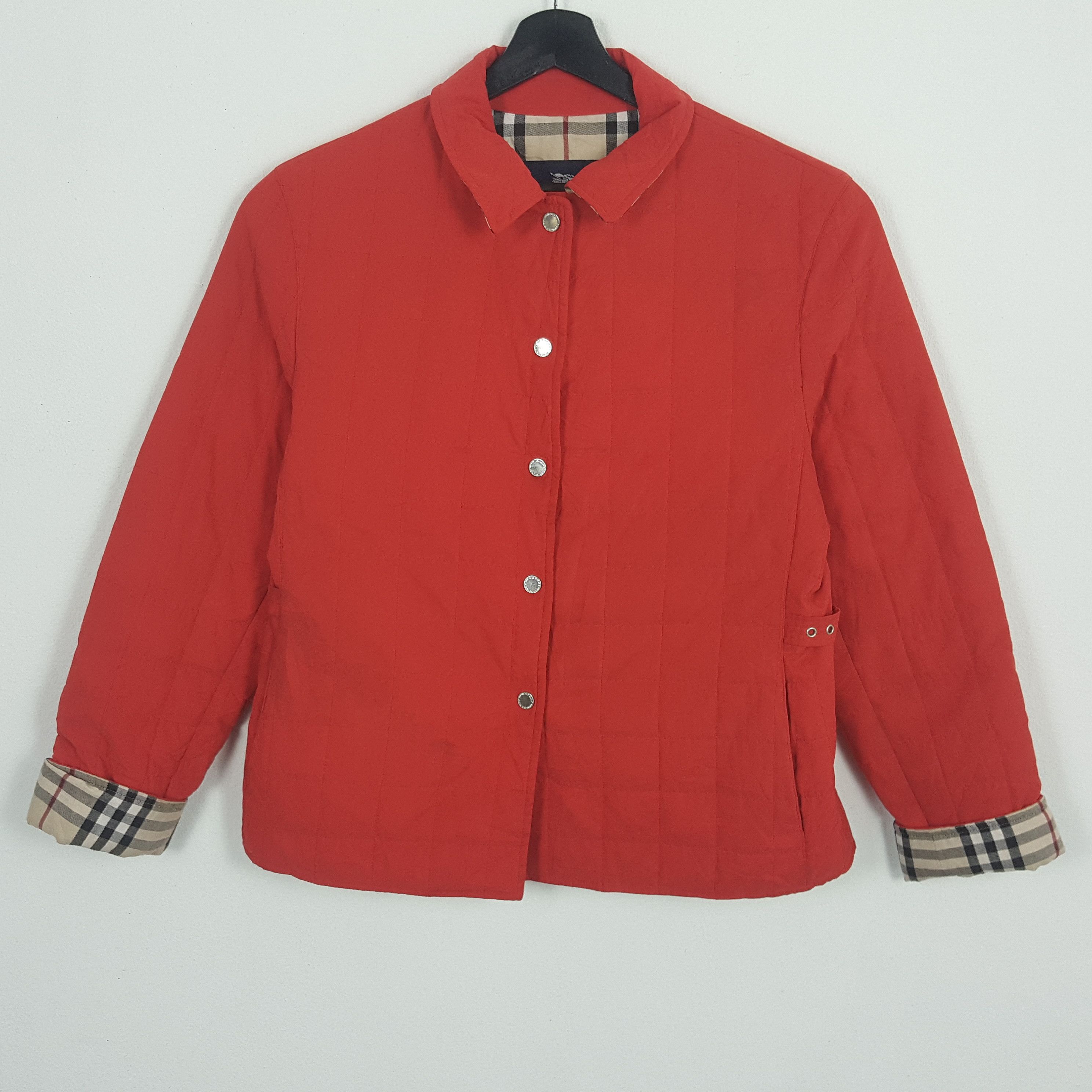 Vintage 90s Burberry Nova Check Lined Leather Jacket Size L