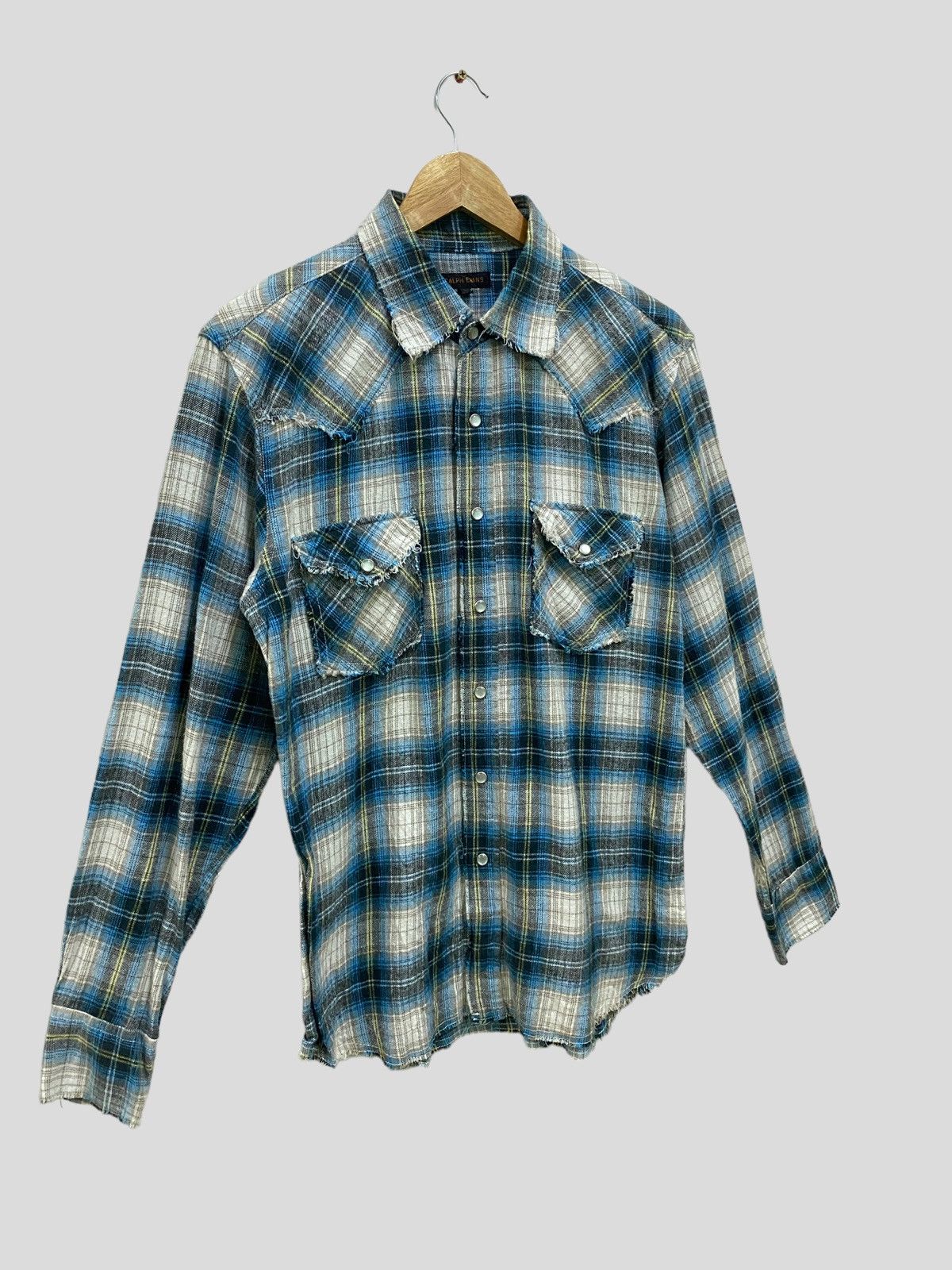 Japanese Brand Vintage RALPH EVANS DISTRESSED DESIGN FLANNEL Size US S / EU 44-46 / 1 - 2 Thumbnail