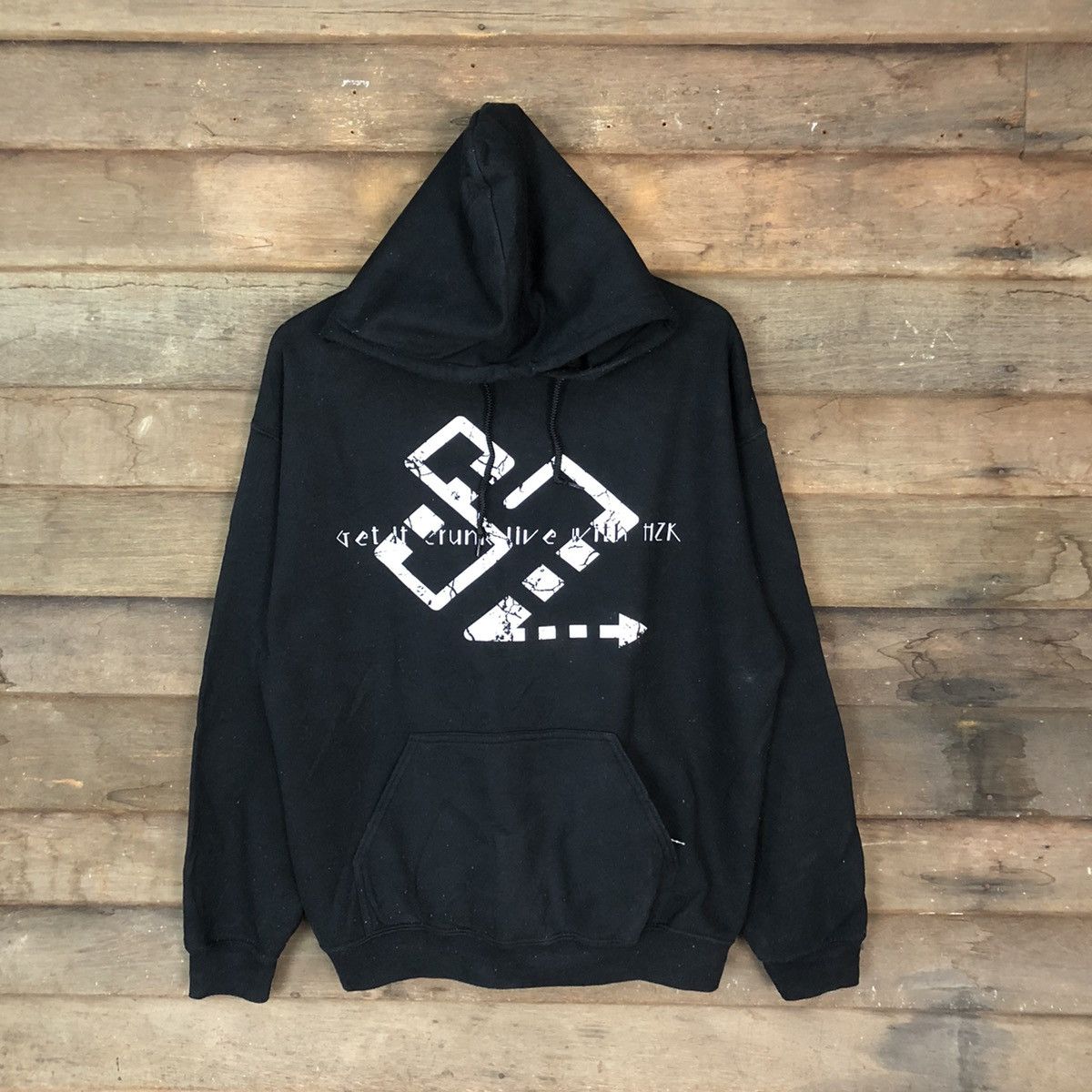 image of Rock Band x Vintage Hzk Sweatshirt Gildan Black Hoodie 4795, Men's (Size Large)