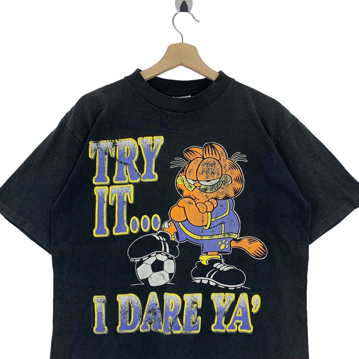 Vintage Rare!!Vintage 90s GARFIELD try it i dare ya spellout printed Size US L / EU 52-54 / 3 - 2 Preview