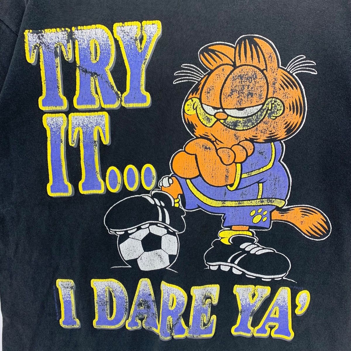 Vintage Rare!!Vintage 90s GARFIELD try it i dare ya spellout printed Size US L / EU 52-54 / 3 - 3 Thumbnail