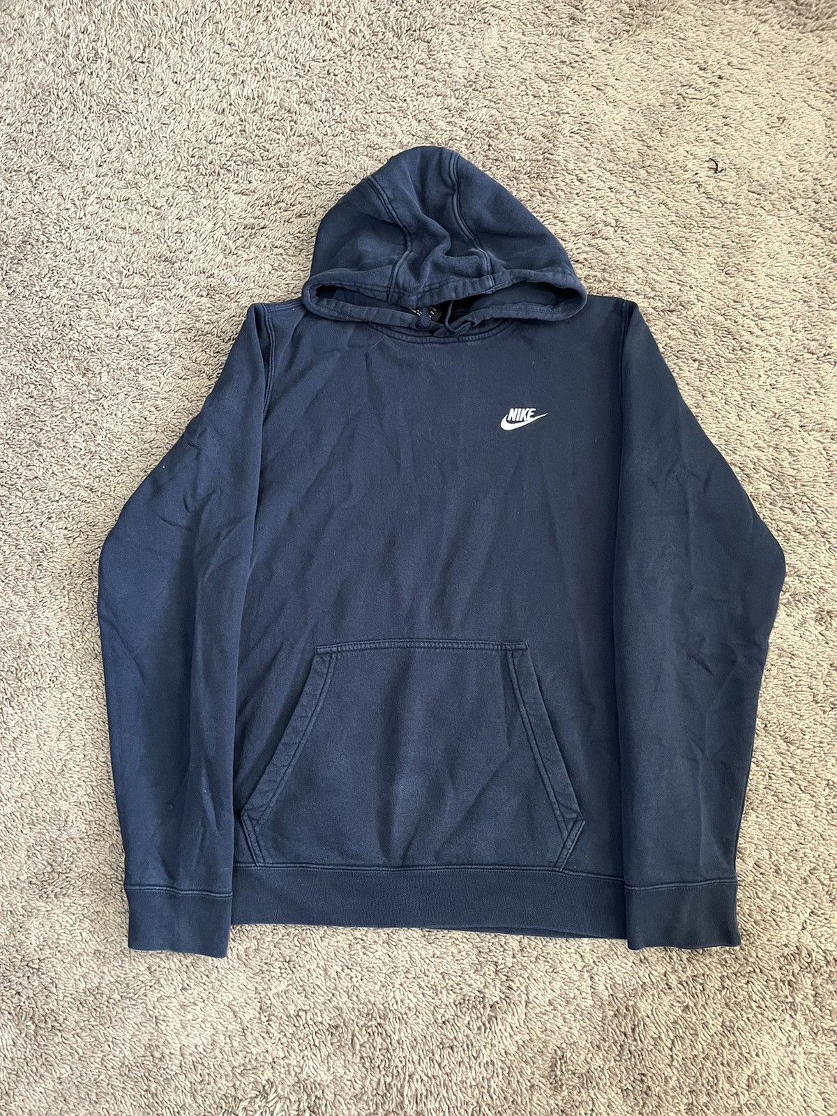 Nike × Vintage Vintage Navy Nike Hoodie Size US S / EU 44-46 / 1 - 1 Thumbnail
