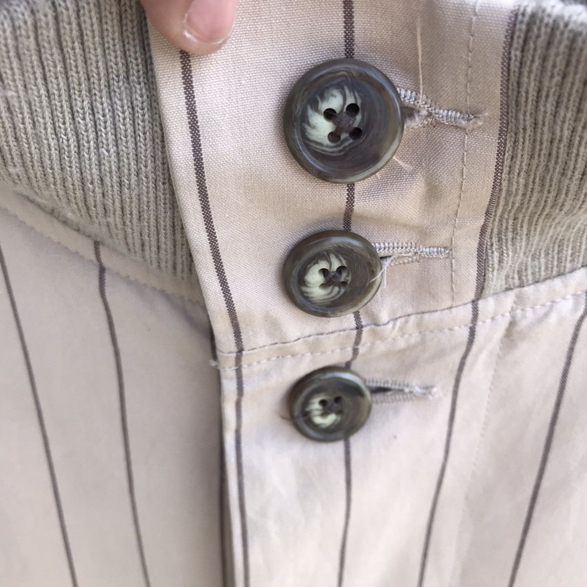 Vintage Woolrich Beige Pinstripe Jacket - Button-Up