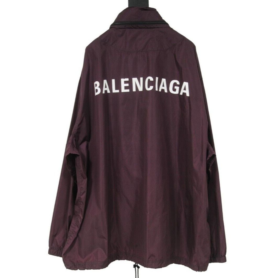 Logo Windbreaker Maroon Nylon Hooded Parka - 01222