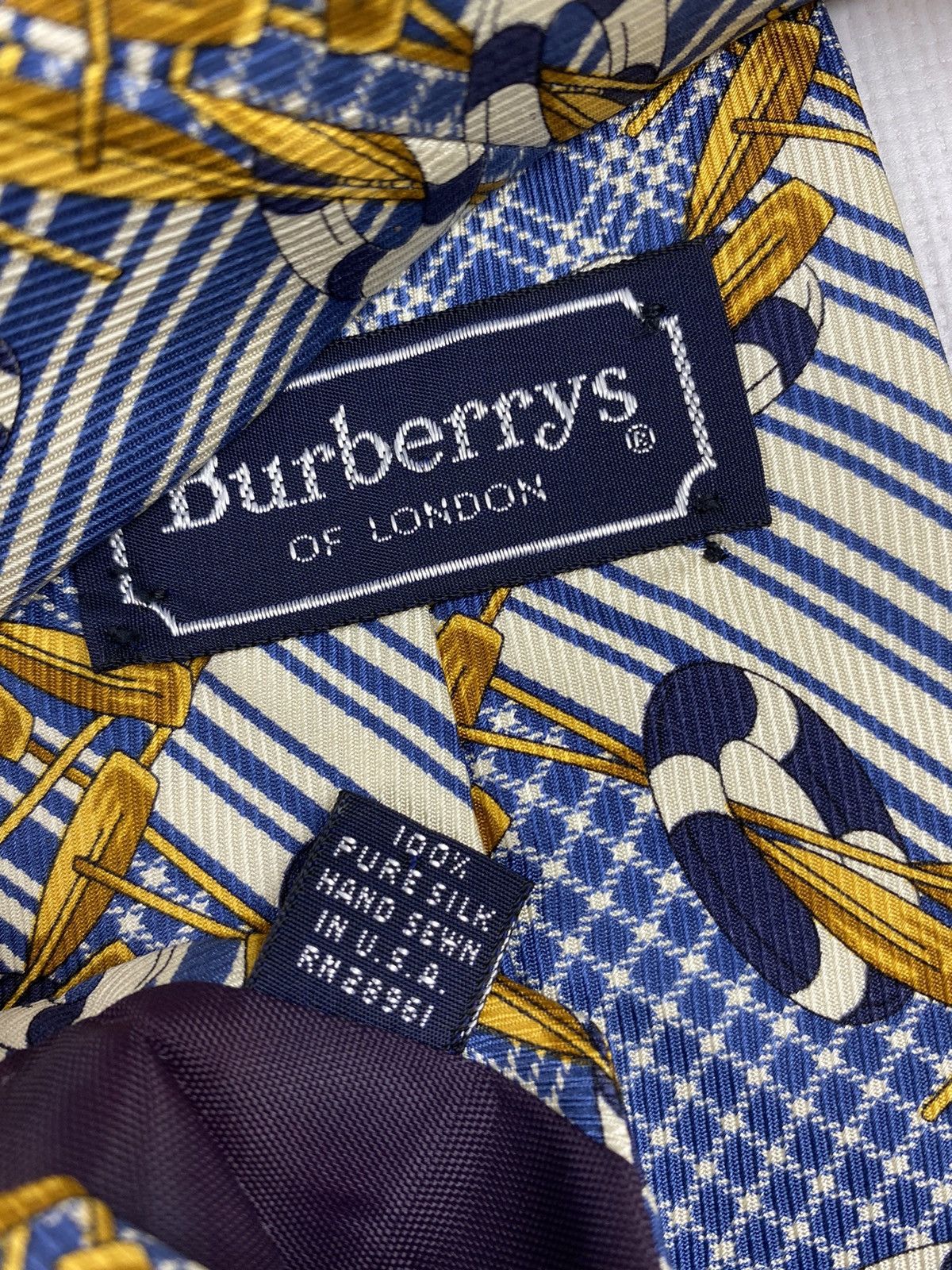 Burberry × Vintage Mens Luxury Vintage Burberry Tie Size ONE SIZE - 8 Thumbnail