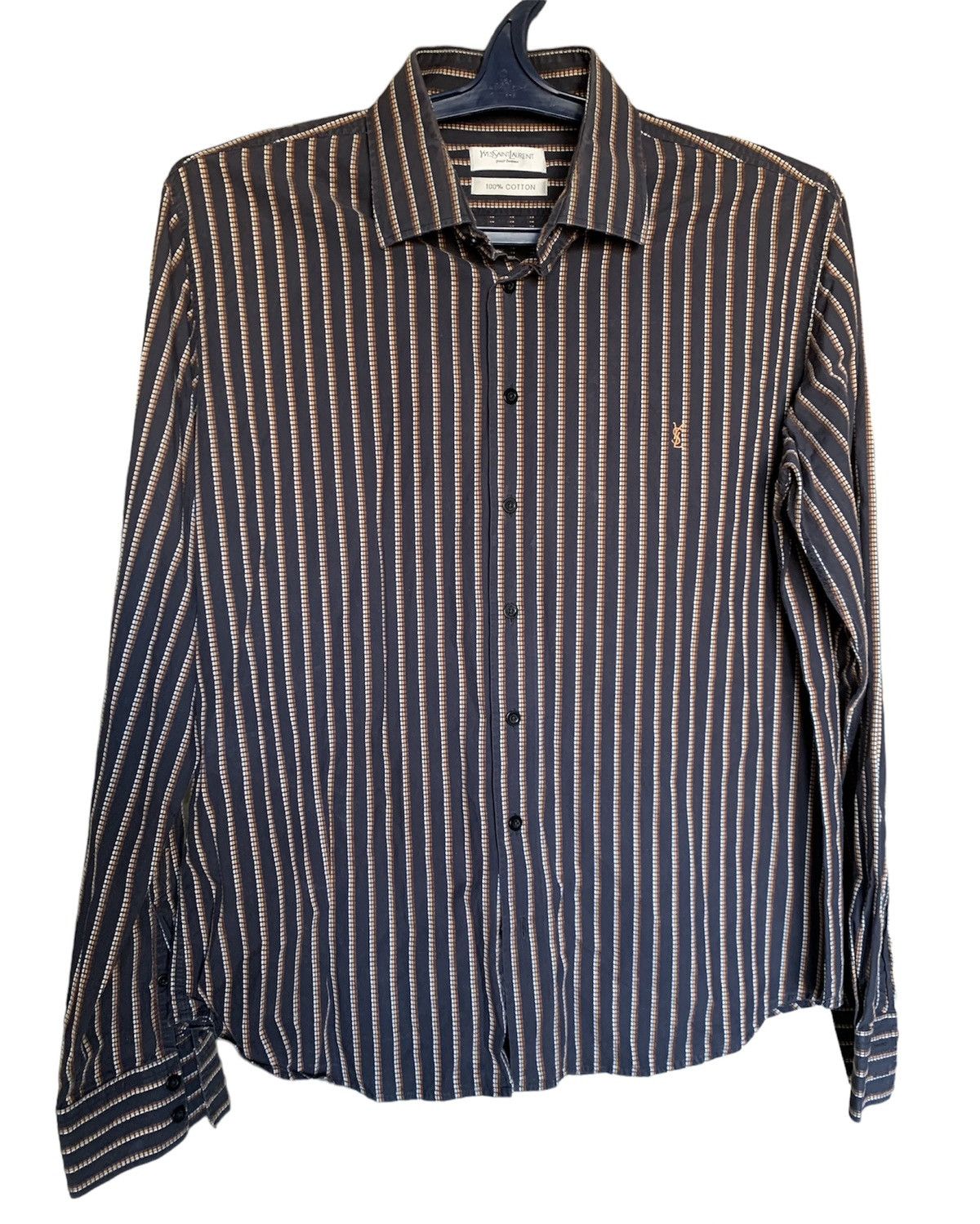 Yves Saint Laurent Paris Vintage rare striped shirt logo YSL
