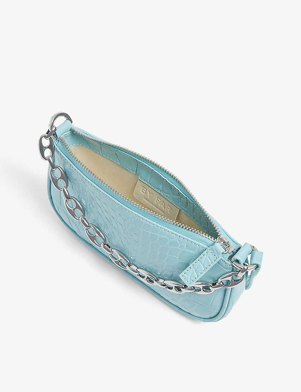 BY FAR Mini Rachel crocodile-embossed leather shoulder bag