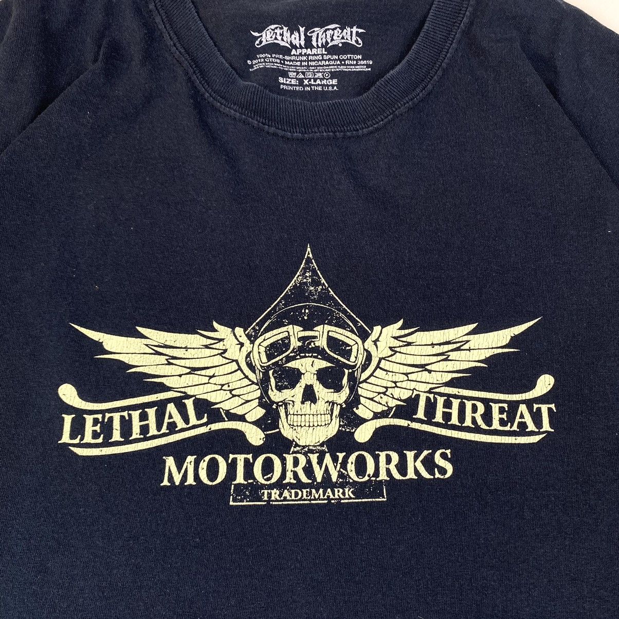 Harley Davidson Vintage Lethal Threat Motorworks Longsleeve 3d emblem Hype Size US XL / EU 56 / 4 - 4 Thumbnail