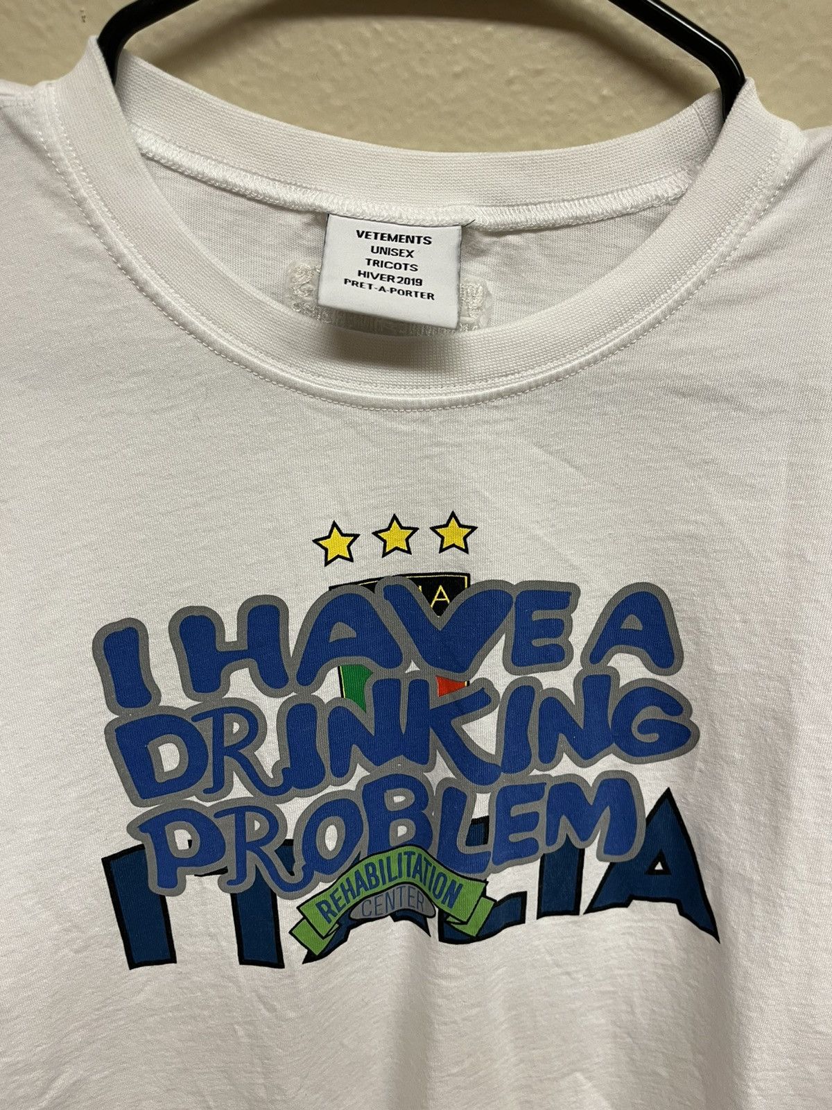 Vetements Vetements “I Have a Drinking Problem” T-Shirt White | L | Grailed