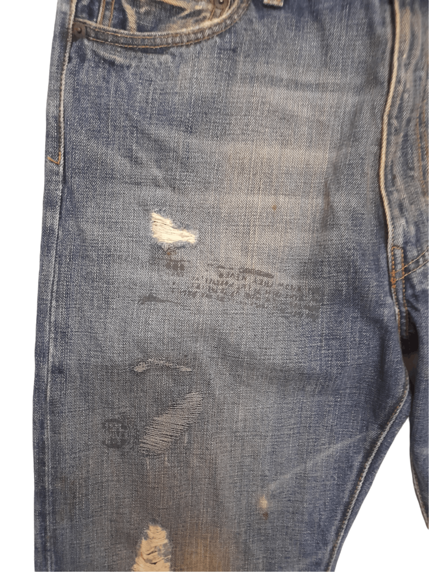 Japanese Brand Ezra Fitch Selvedge Distressed Denim (E195) w34 Size US 34 / EU 50 - 5 Thumbnail