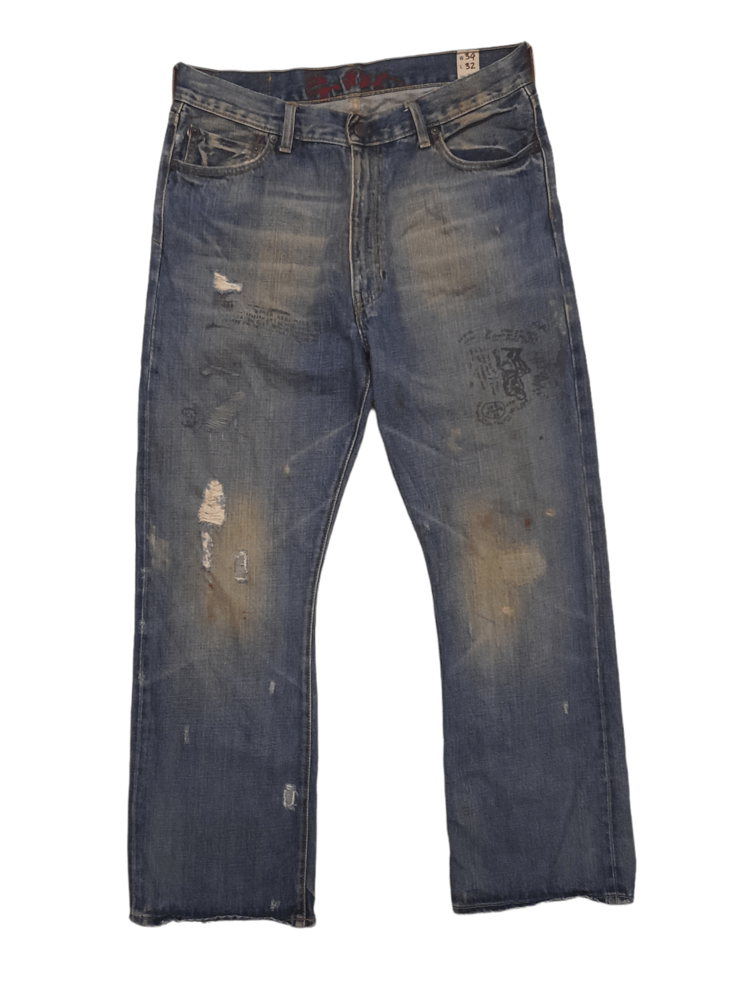Japanese Brand Ezra Fitch Selvedge Distressed Denim (E195) w34 Size US 34 / EU 50 - 1 Thumbnail
