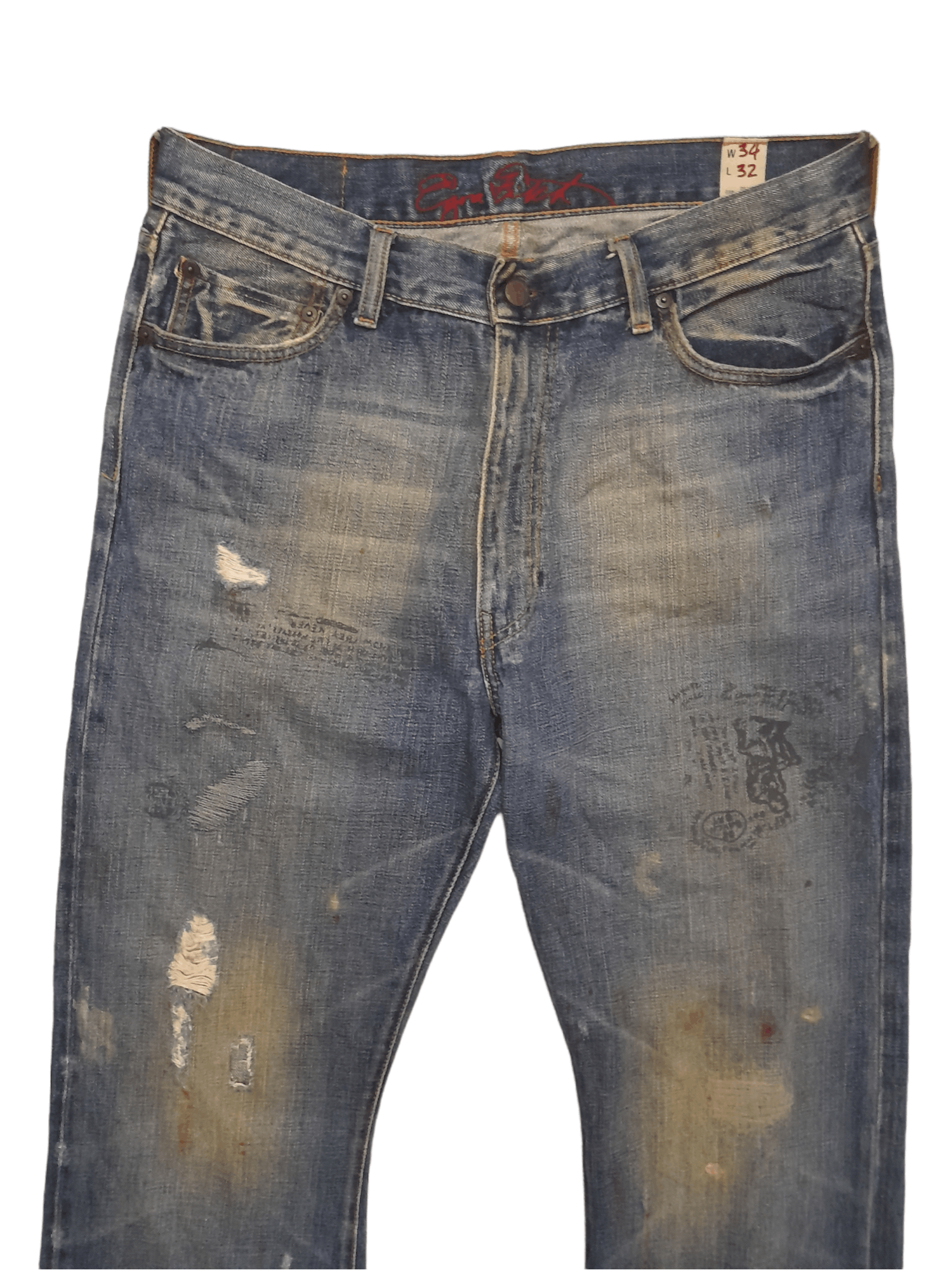 Japanese Brand Ezra Fitch Selvedge Distressed Denim (E195) w34 Size US 34 / EU 50 - 3 Thumbnail
