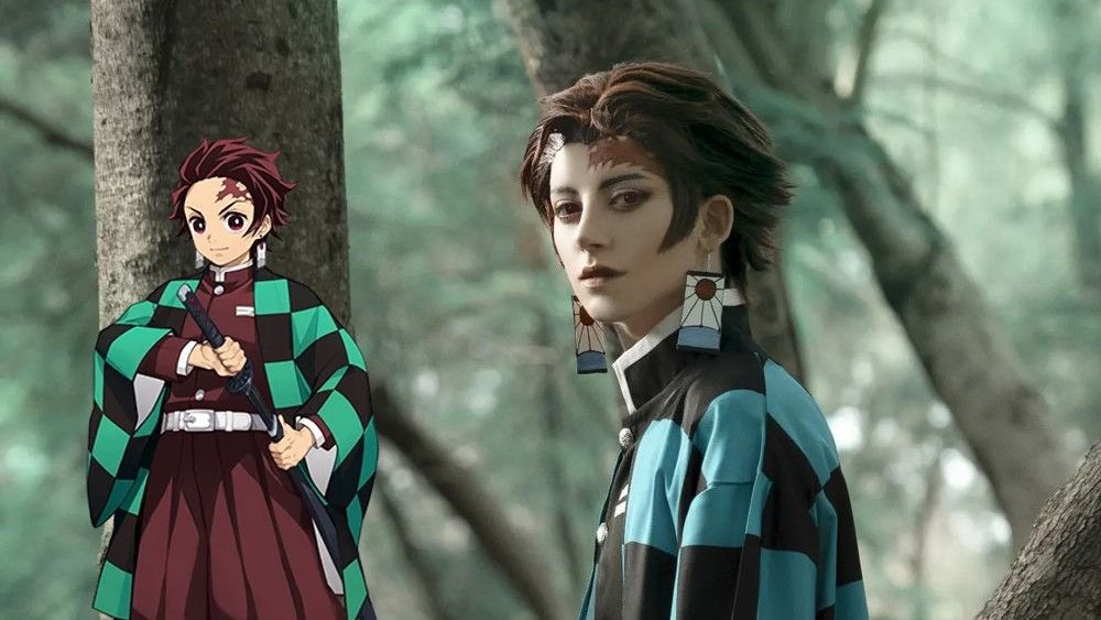 ANIME KIMONO TANJIRO COSPLAY DEMON SLAYER @ KIMETSU NO YAIBA