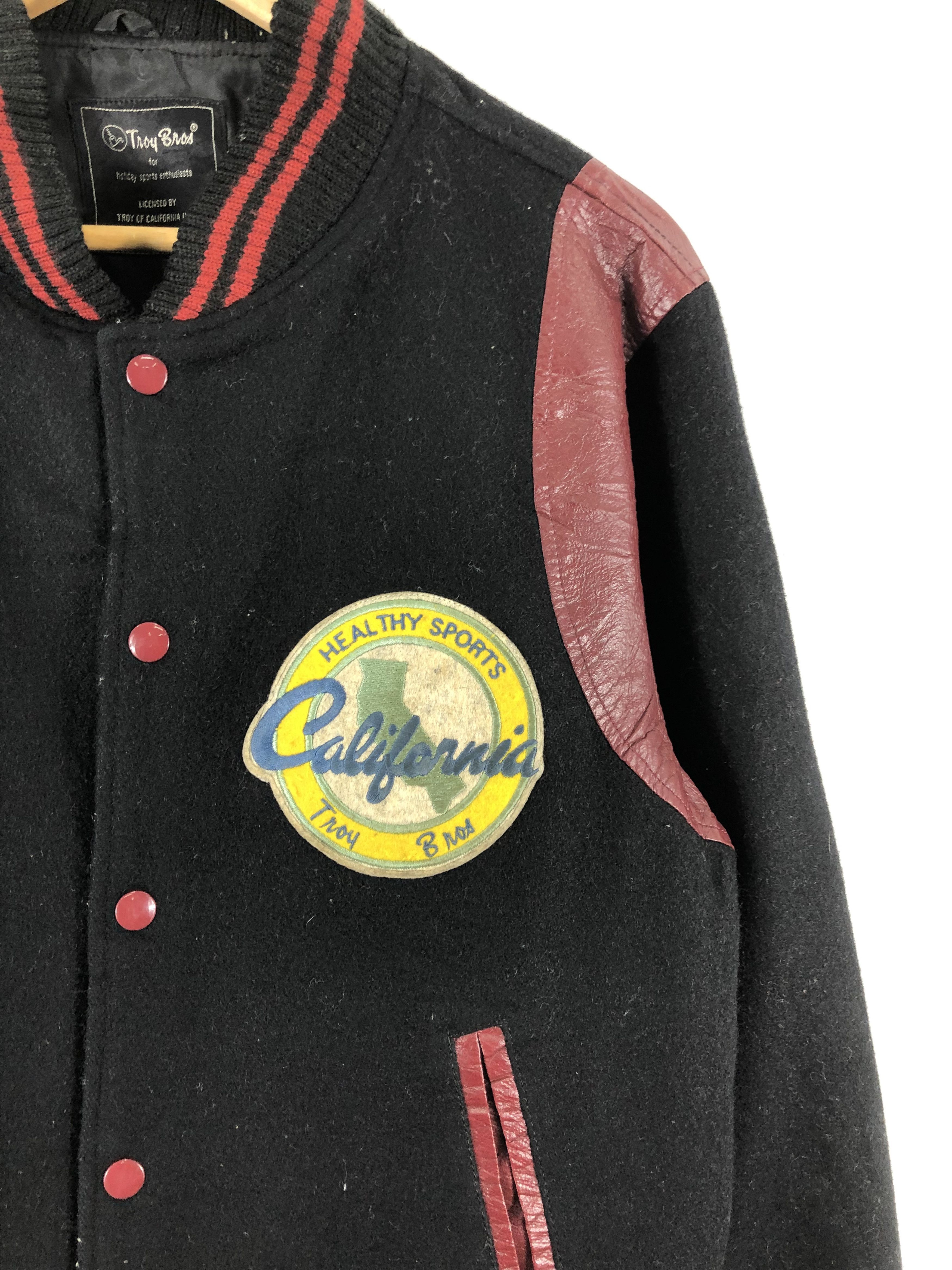 Japanese Brand Vintage 90s Troy Bros Wool Bomber Varsity Jacket V0275 Size US L / EU 52-54 / 3 - 10 Thumbnail