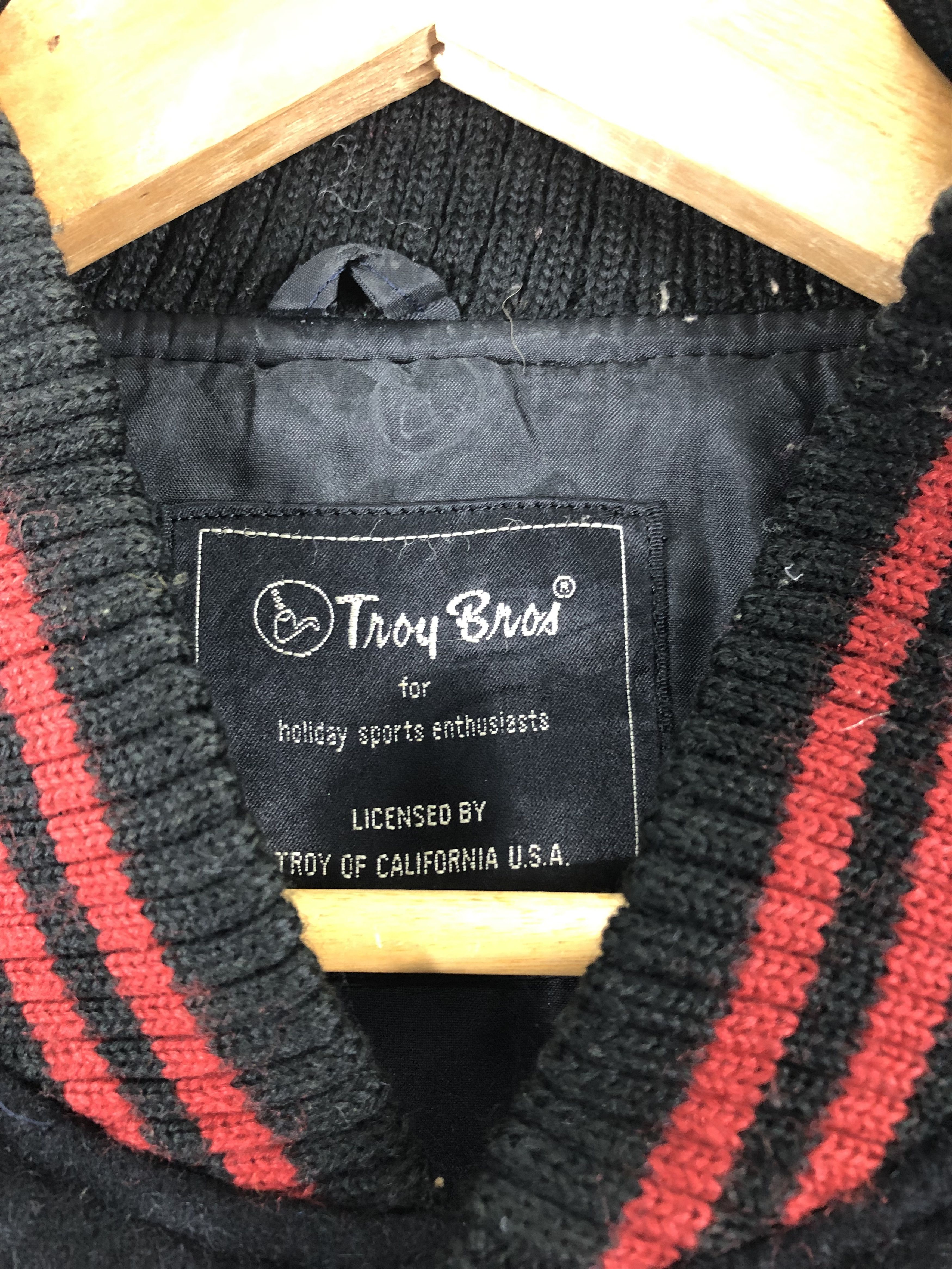Japanese Brand Vintage 90s Troy Bros Wool Bomber Varsity Jacket V0275 Size US L / EU 52-54 / 3 - 8 Thumbnail