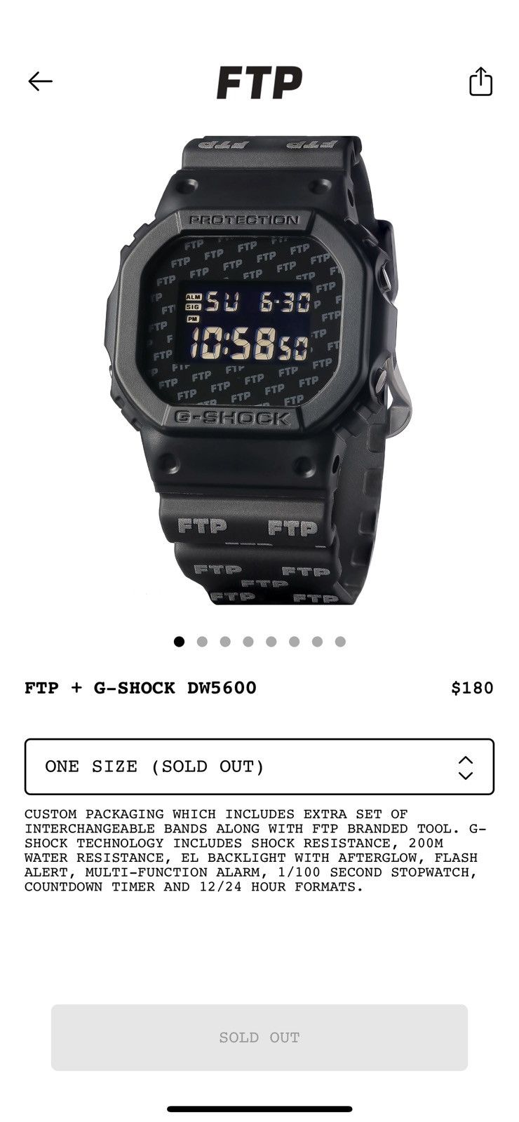 FTP x outlet G-Shock Watch NEW in box.