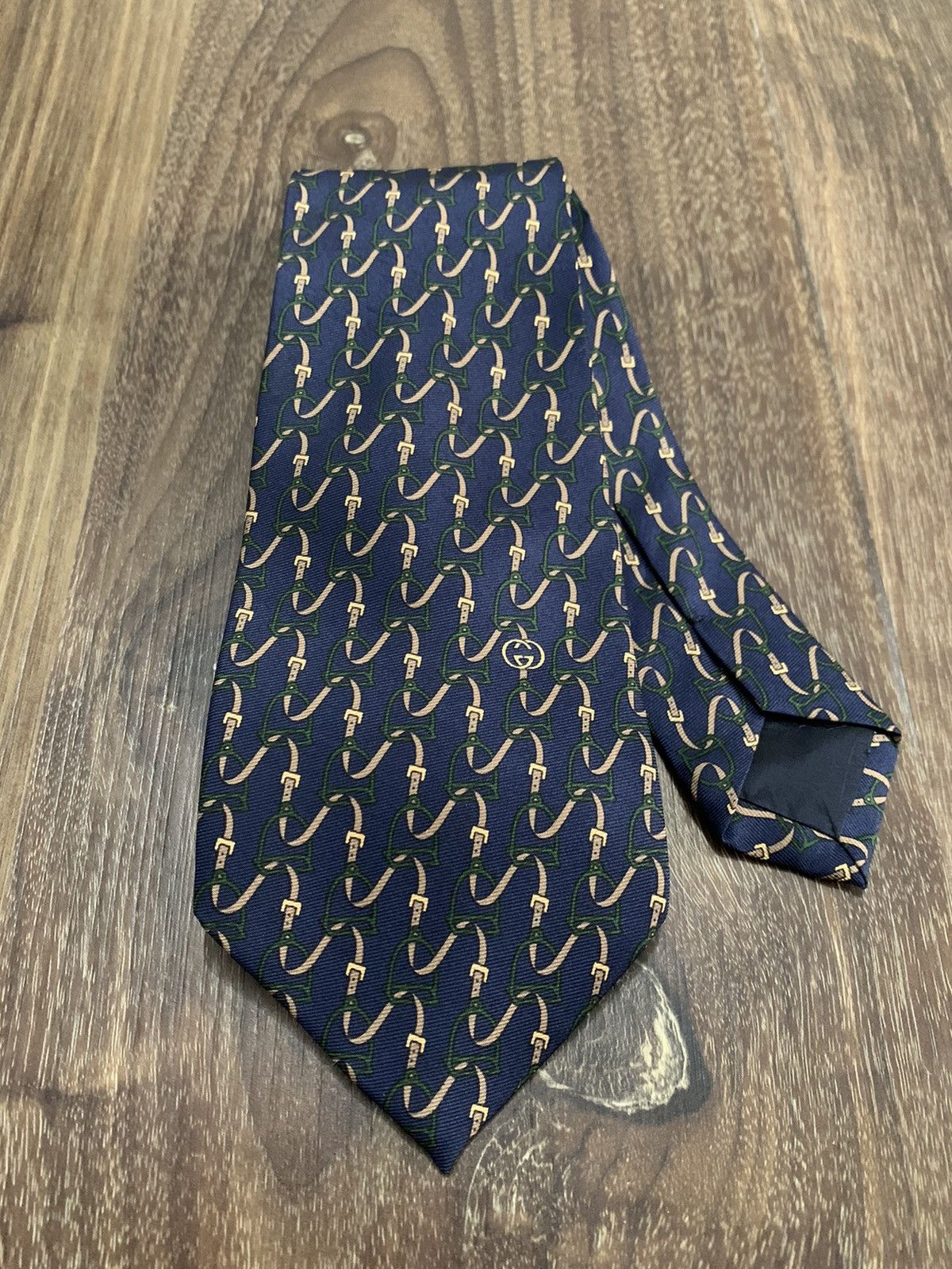 Vintage Gucci Stirrup Printed Design Tie