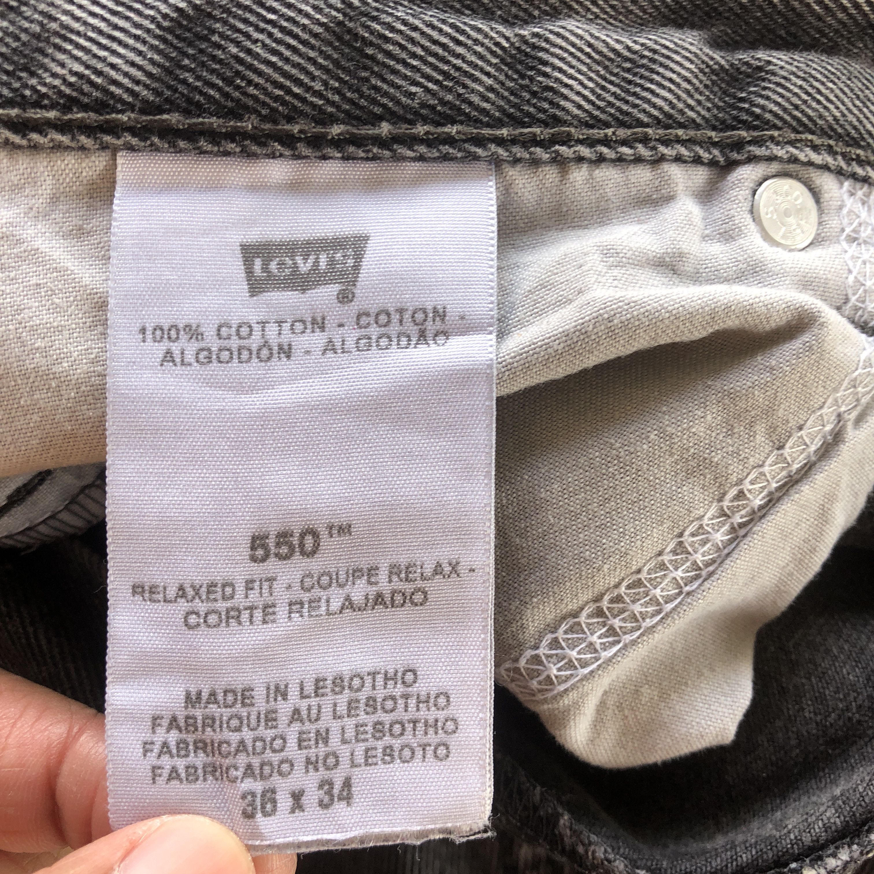 Jean Vintage Levi's Faded Black Baggy Jeans Levis 550 Denim Size US 34 / EU 50 - 9 Thumbnail