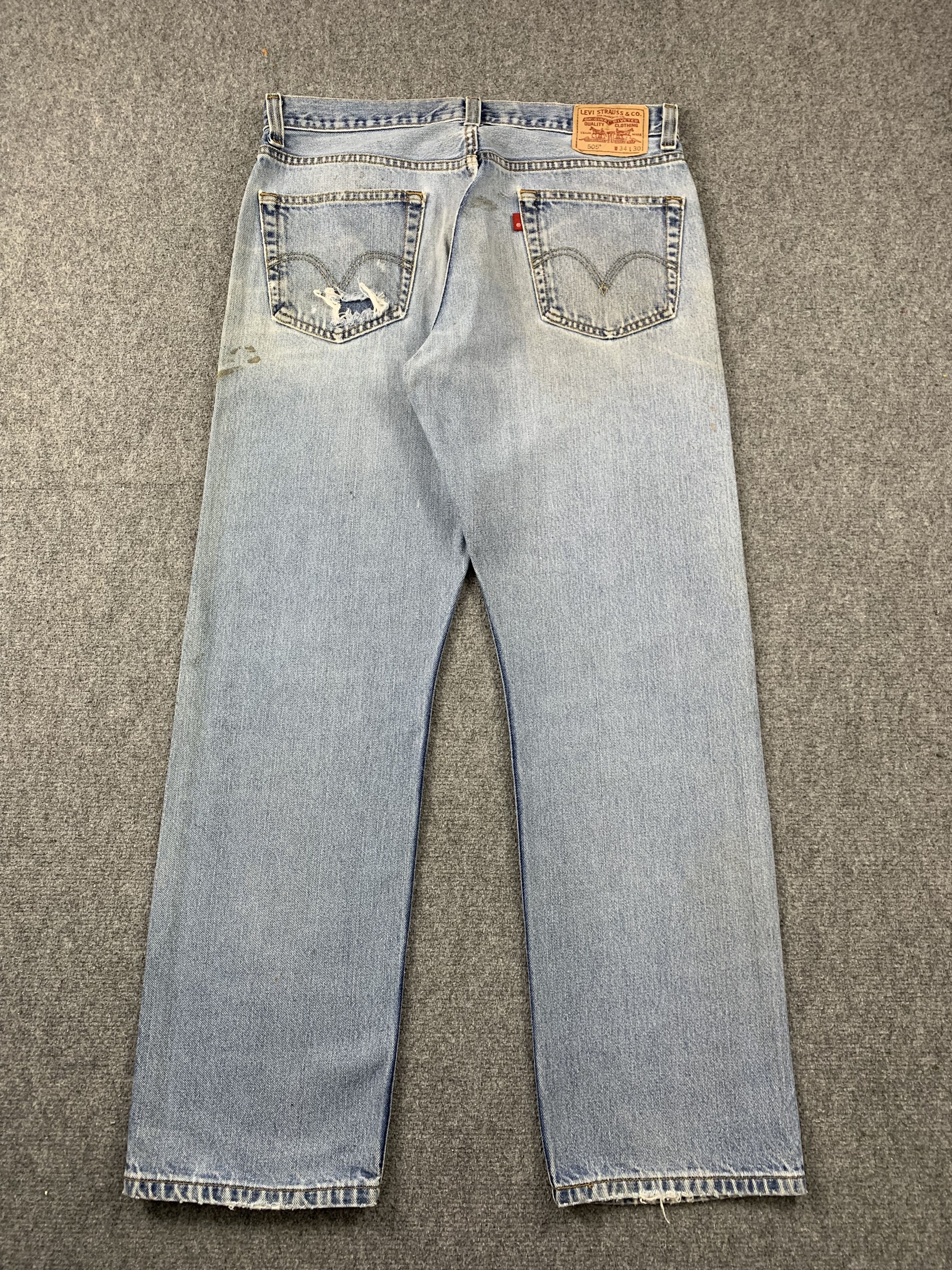 Levi's Vintage Levis 505 Faded Blue Jeans DP2131 Size US 33 - 2 Thumbnail