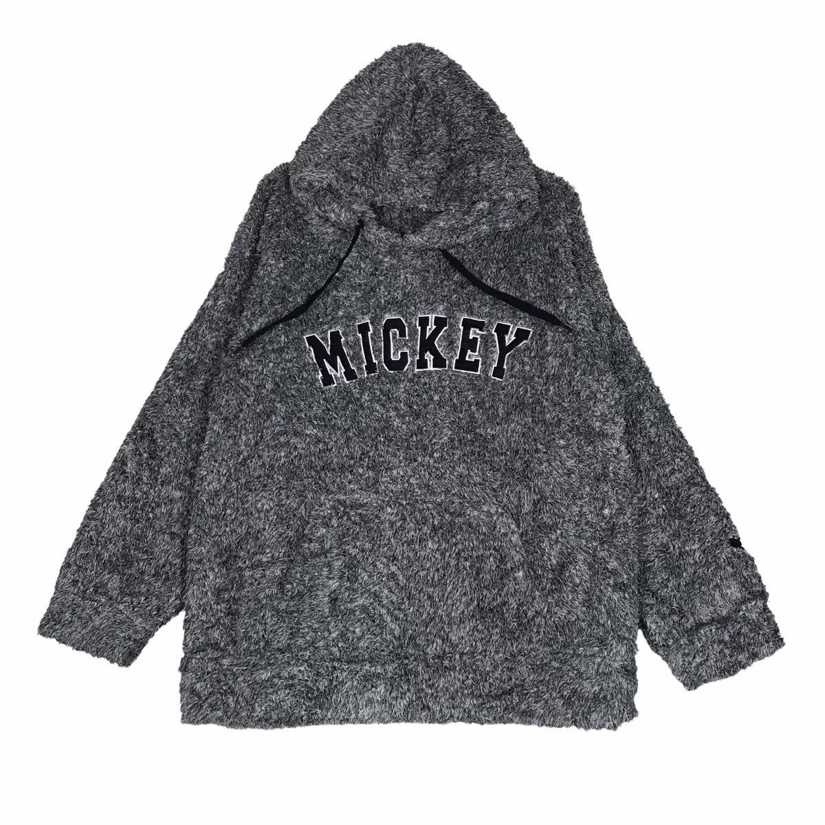 MICKEY Spell Out Deep Pile Fleece Hoodie Pullover Sweatshirt