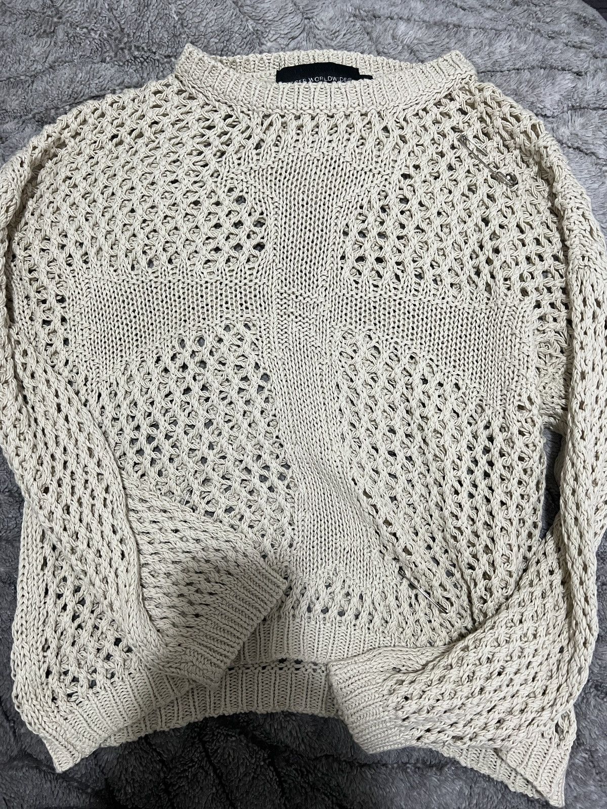 Streetwear Racer Worldwide Beige Cross net Sweater | Grailed