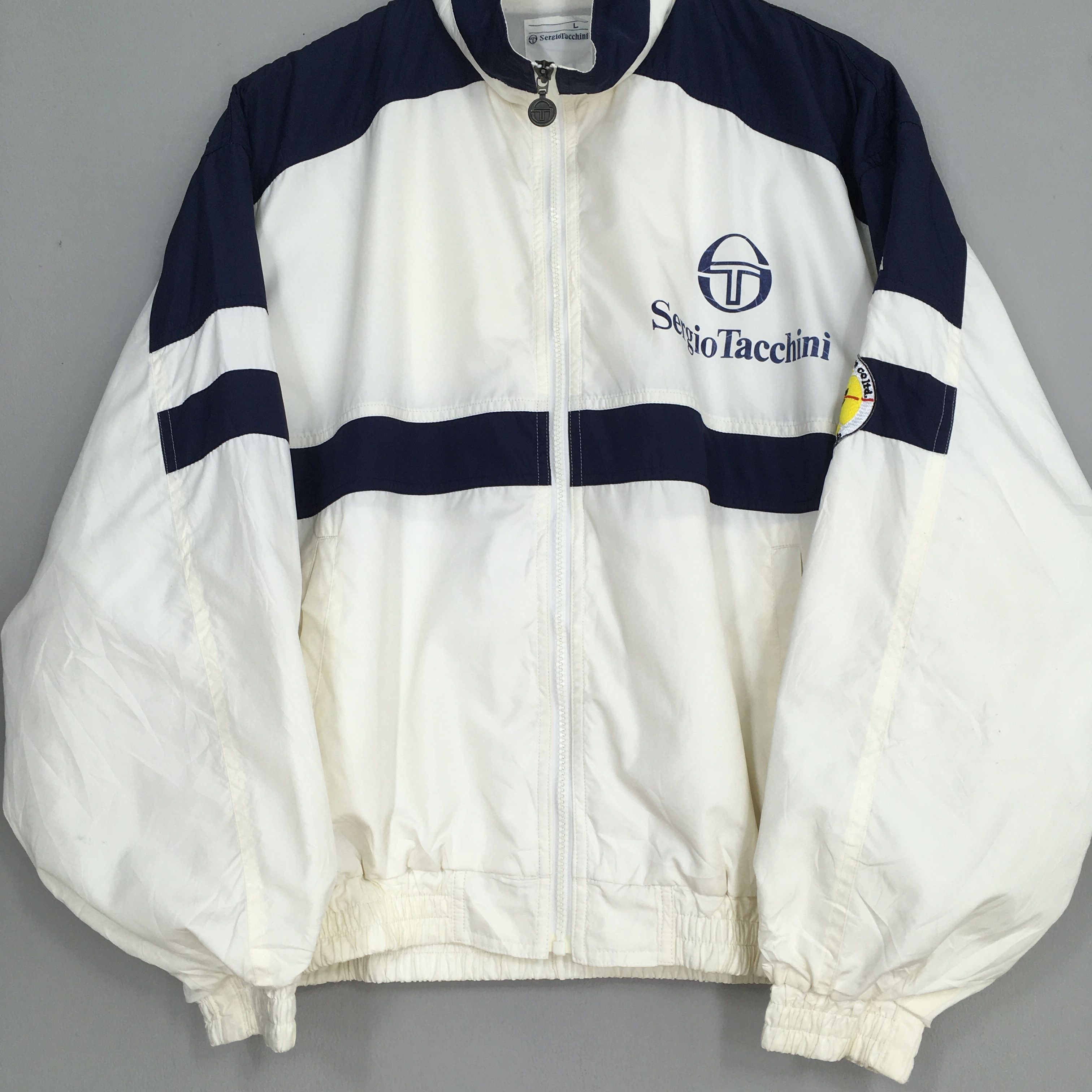 Sergio Tacchini Vintage Sergio Tacchini Windbreaker White Jacket Large Size US L / EU 52-54 / 3 - 3 Thumbnail