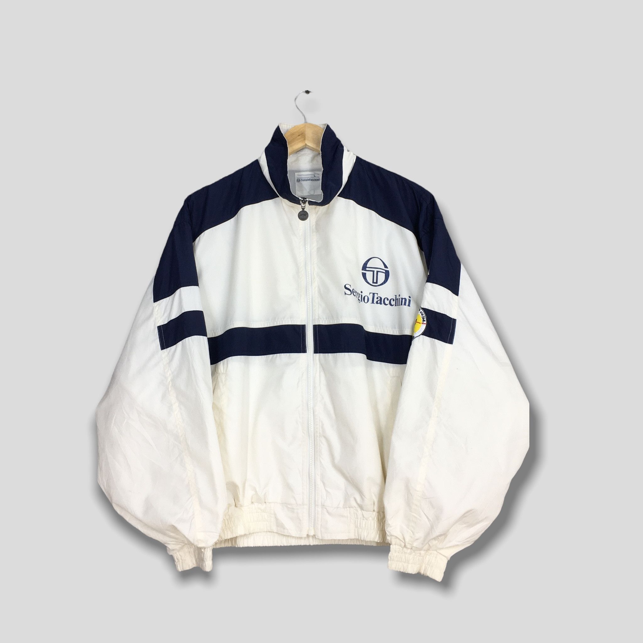 Sergio Tacchini Vintage Sergio Tacchini Windbreaker White Jacket Large Size US L / EU 52-54 / 3 - 1 Thumbnail