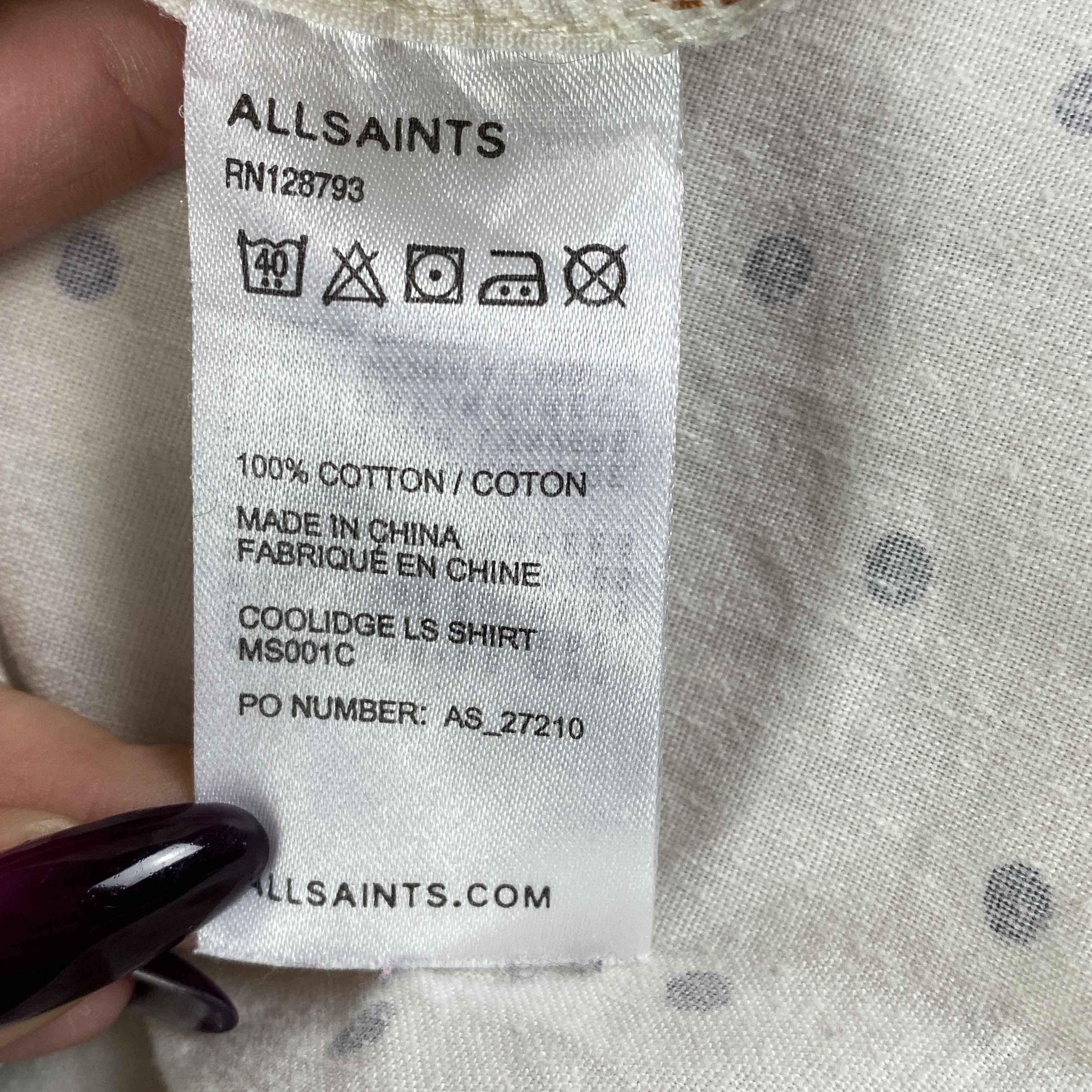 Allsaints Mens Shirt Long Sleeve Allsaints Size L Size US L / EU 52-54 / 3 - 5 Thumbnail