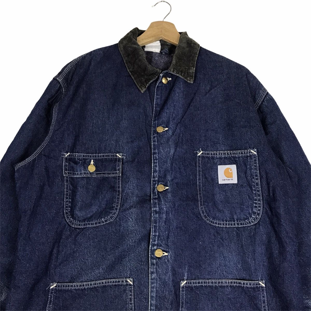 Carhartt Vintage 90s CARHARTT Denim Indigo Jeans Michigan Jacket Size US M / EU 48-50 / 2 - 2 Thumbnail
