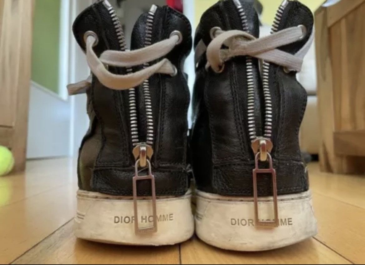 Dior Black Back Zip Leather High Top Trainers Size US 8 / EU 41 - 5 Thumbnail
