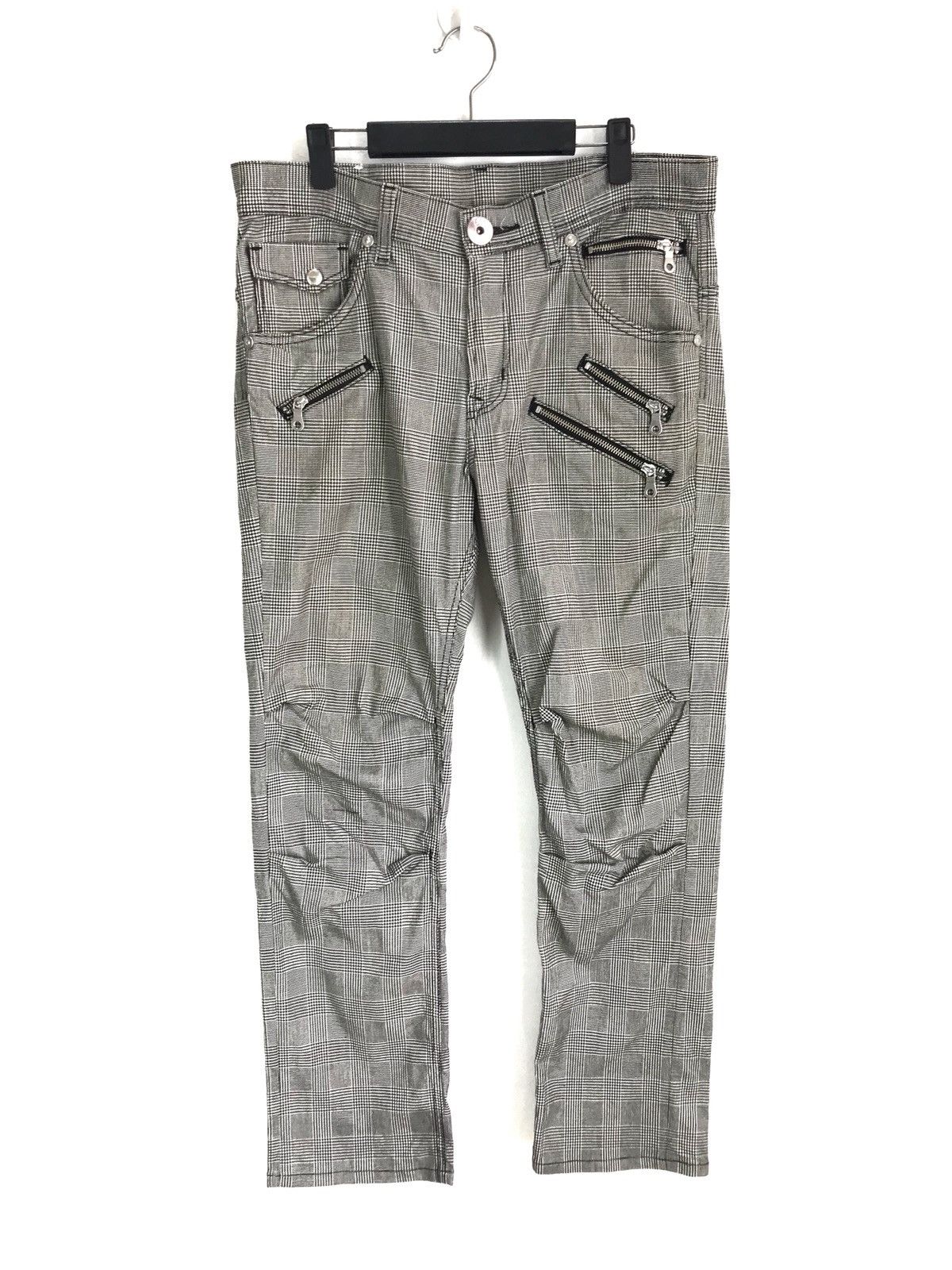 14th Addiction Lee Cowboy Multi Zipper Cinch Back Tartan Checkered Pants Size US 33 - 1 Thumbnail